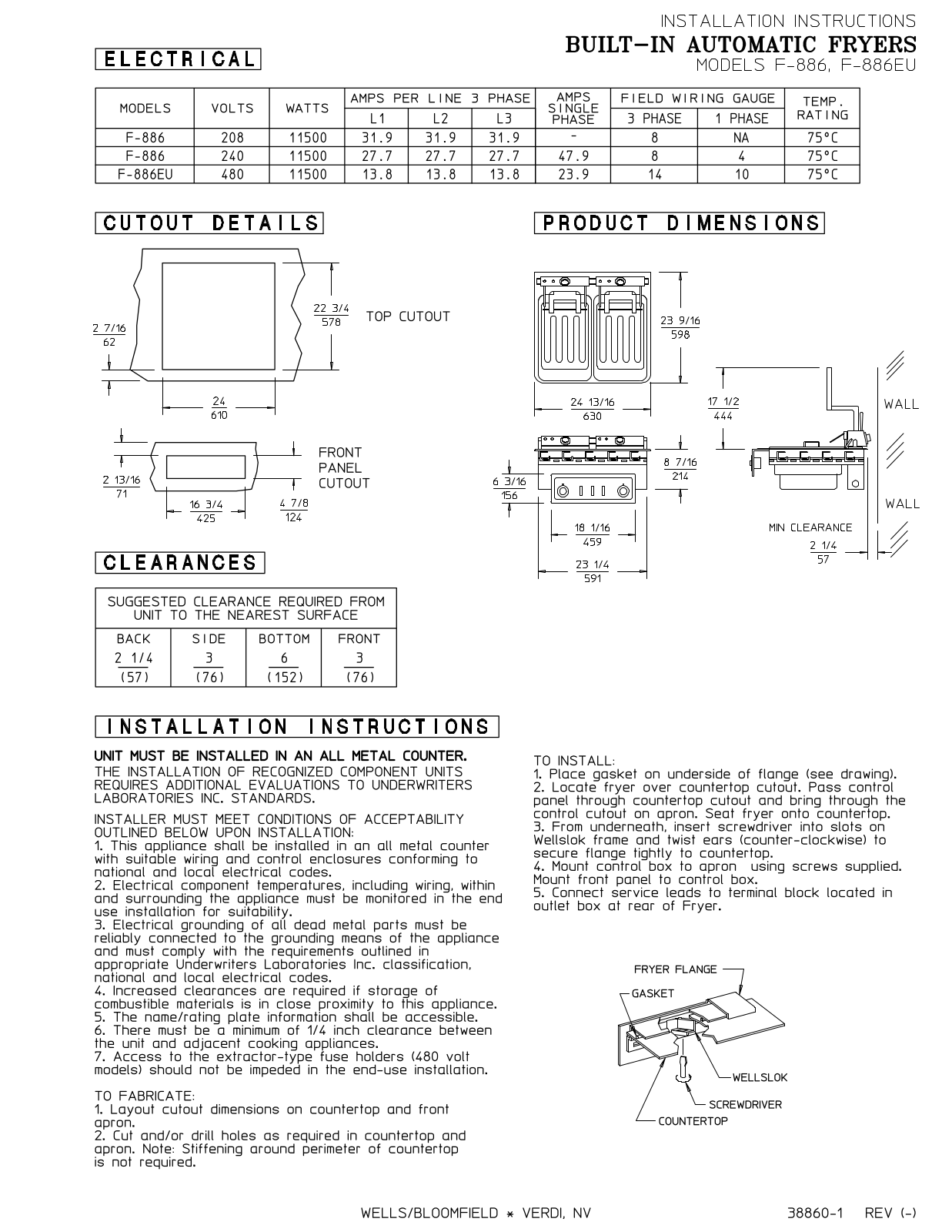 Wells F-886EU Installation  Manual