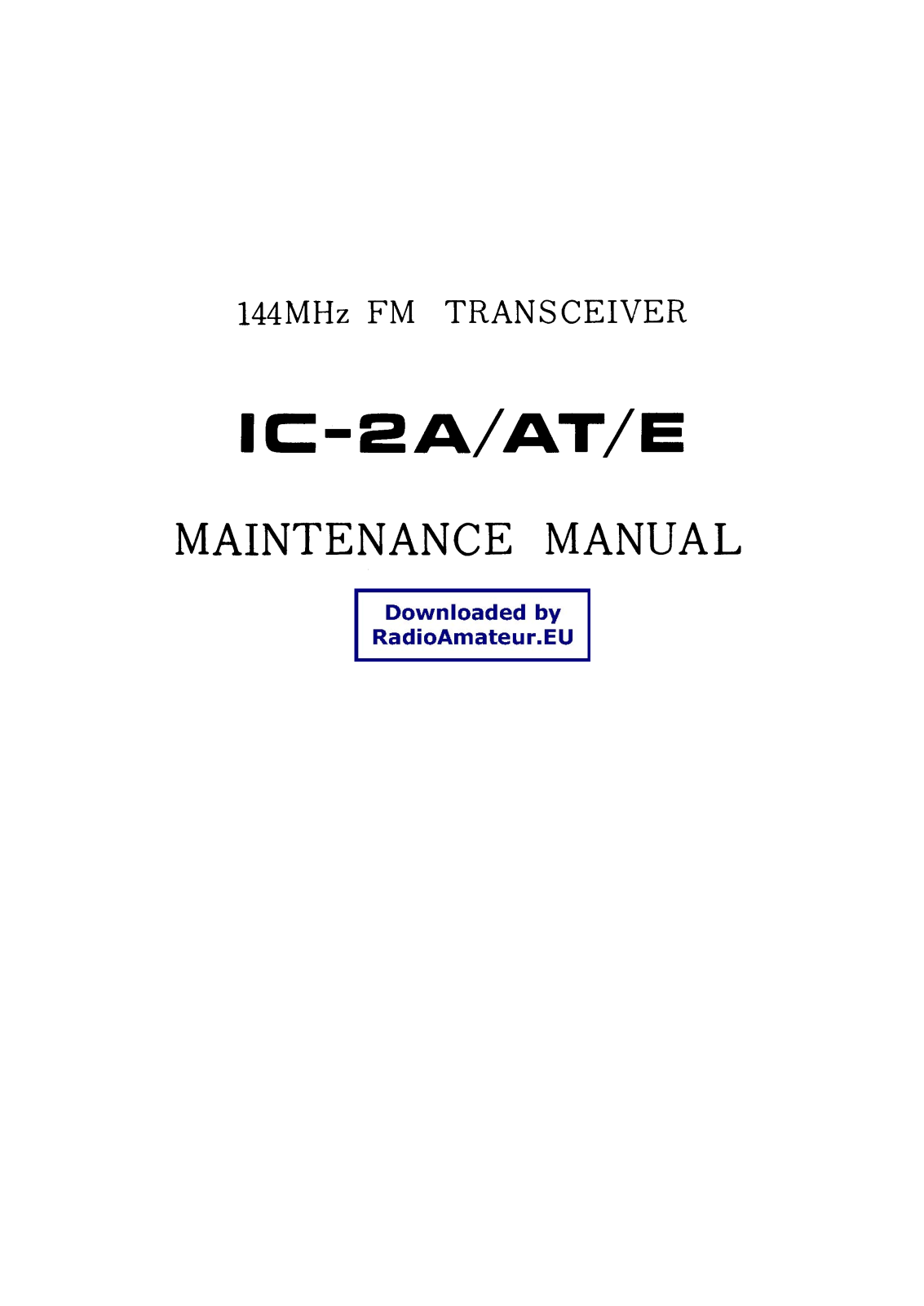 Icom IC2AATE User Manual