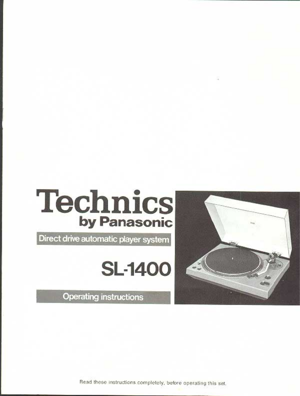 Technics SL-1400 Owners manual