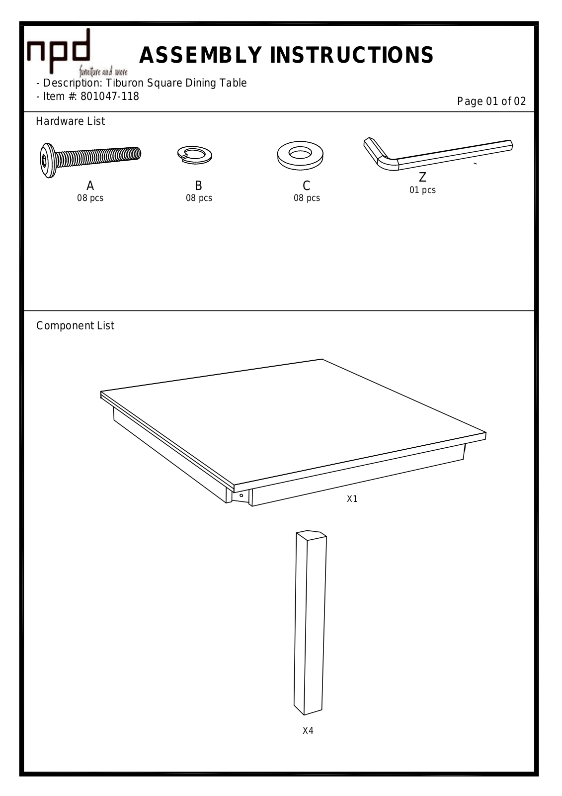 New Pacific Direct 801047118 User Manual