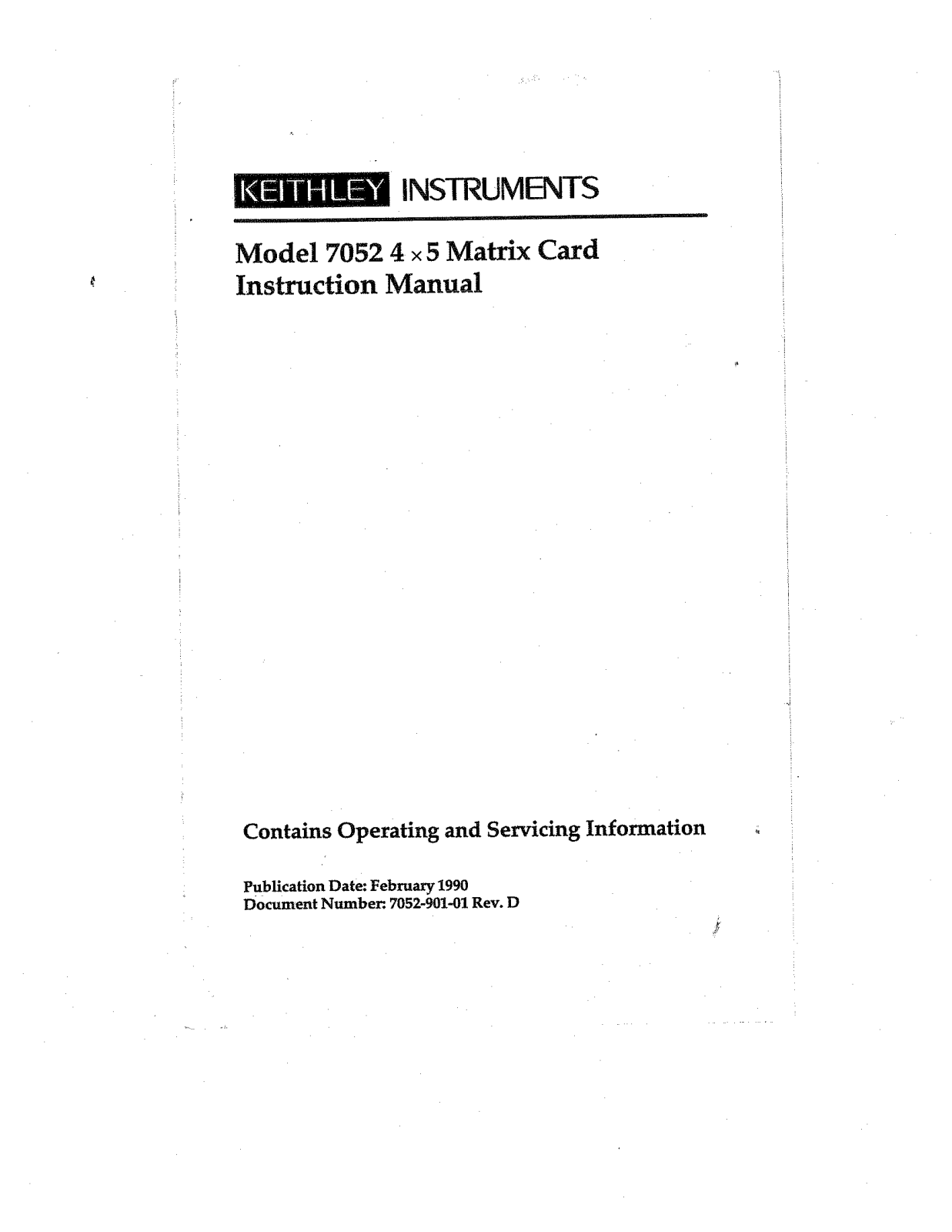 Keithley 7052 Service manual