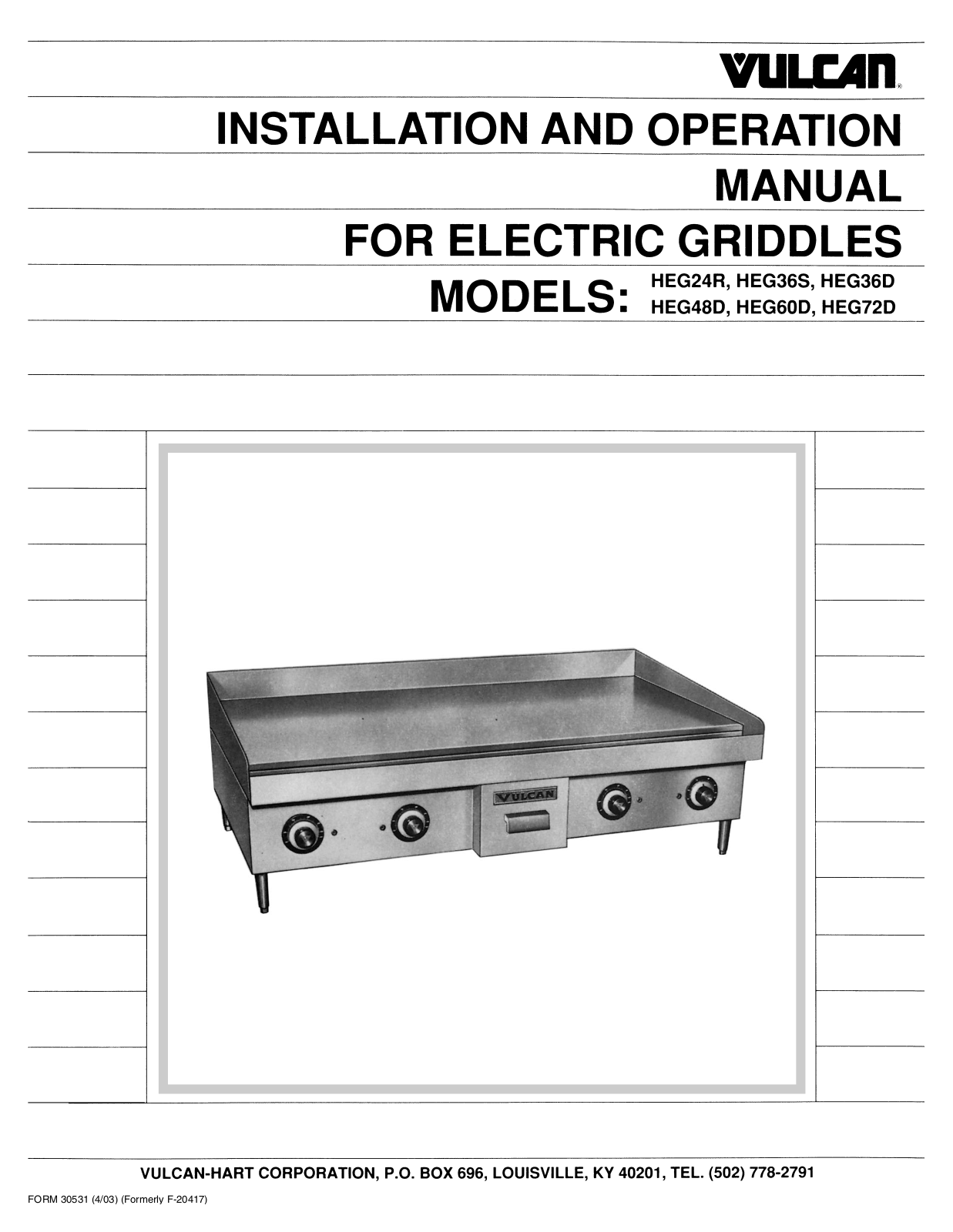 Vulcan HEG24R Installation Manual