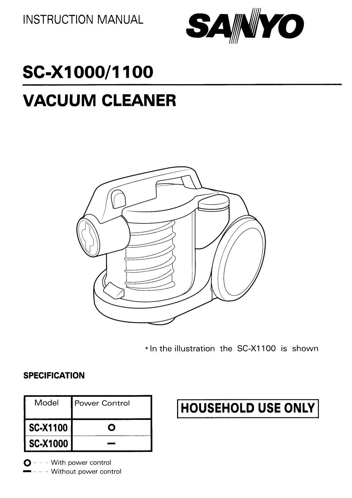 Sanyo SC-X1000, SC-X1100 Instruction Manual