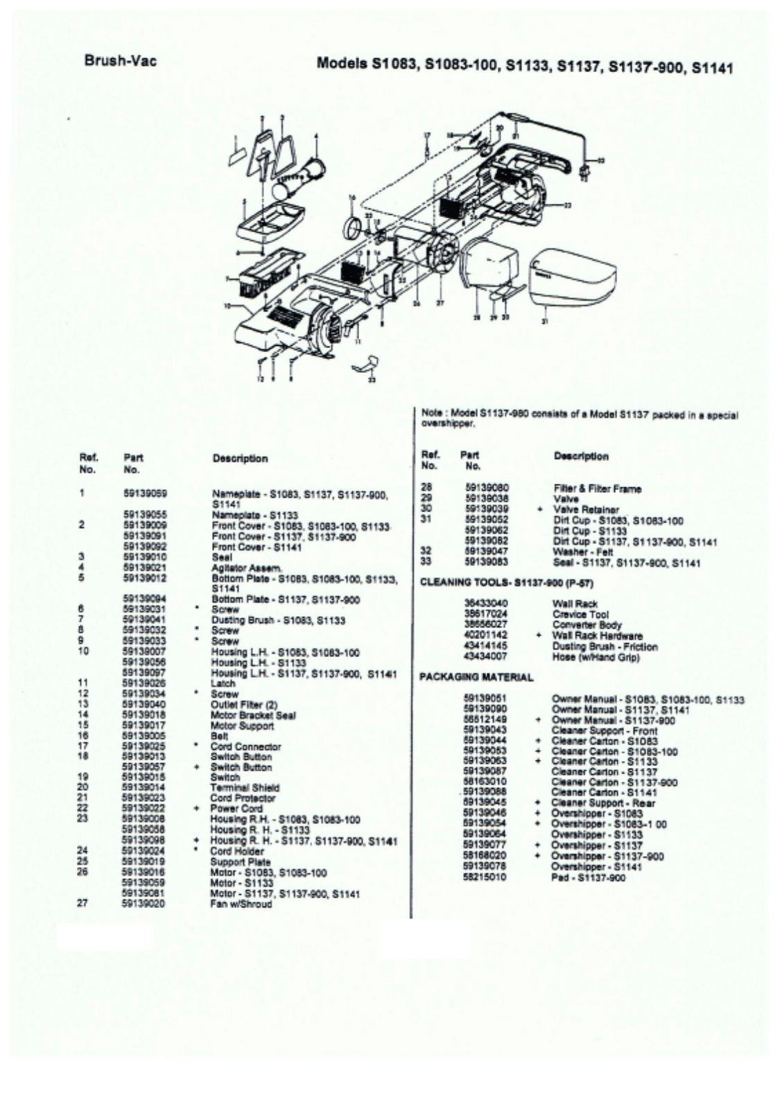 Hoover S1137-900, S1141, S1133, S1137, S1083 Owner's Manual