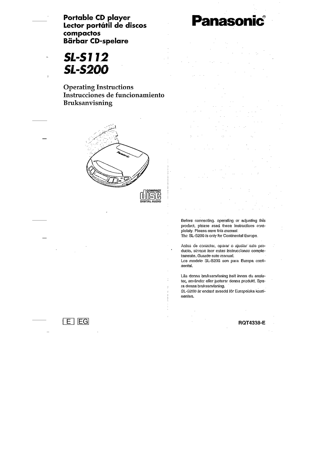 Panasonic SL-S112 User Manual