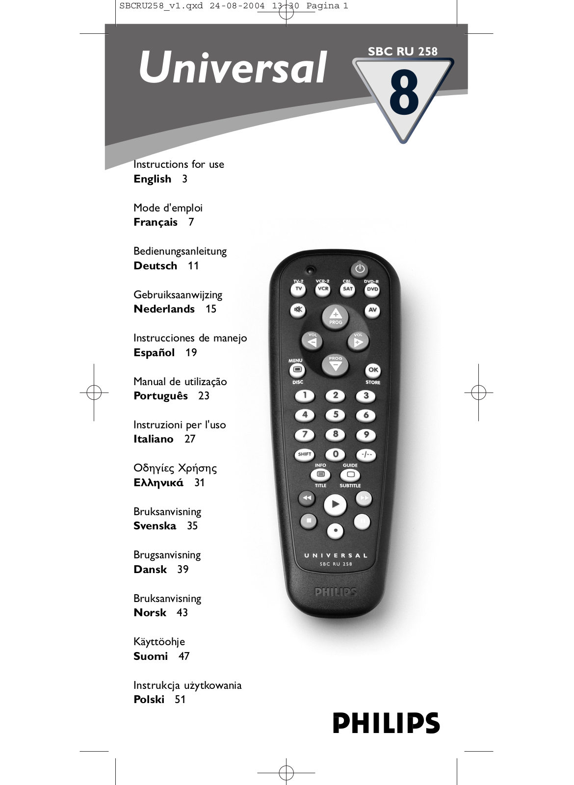 Philips SBCRU258 User Manual