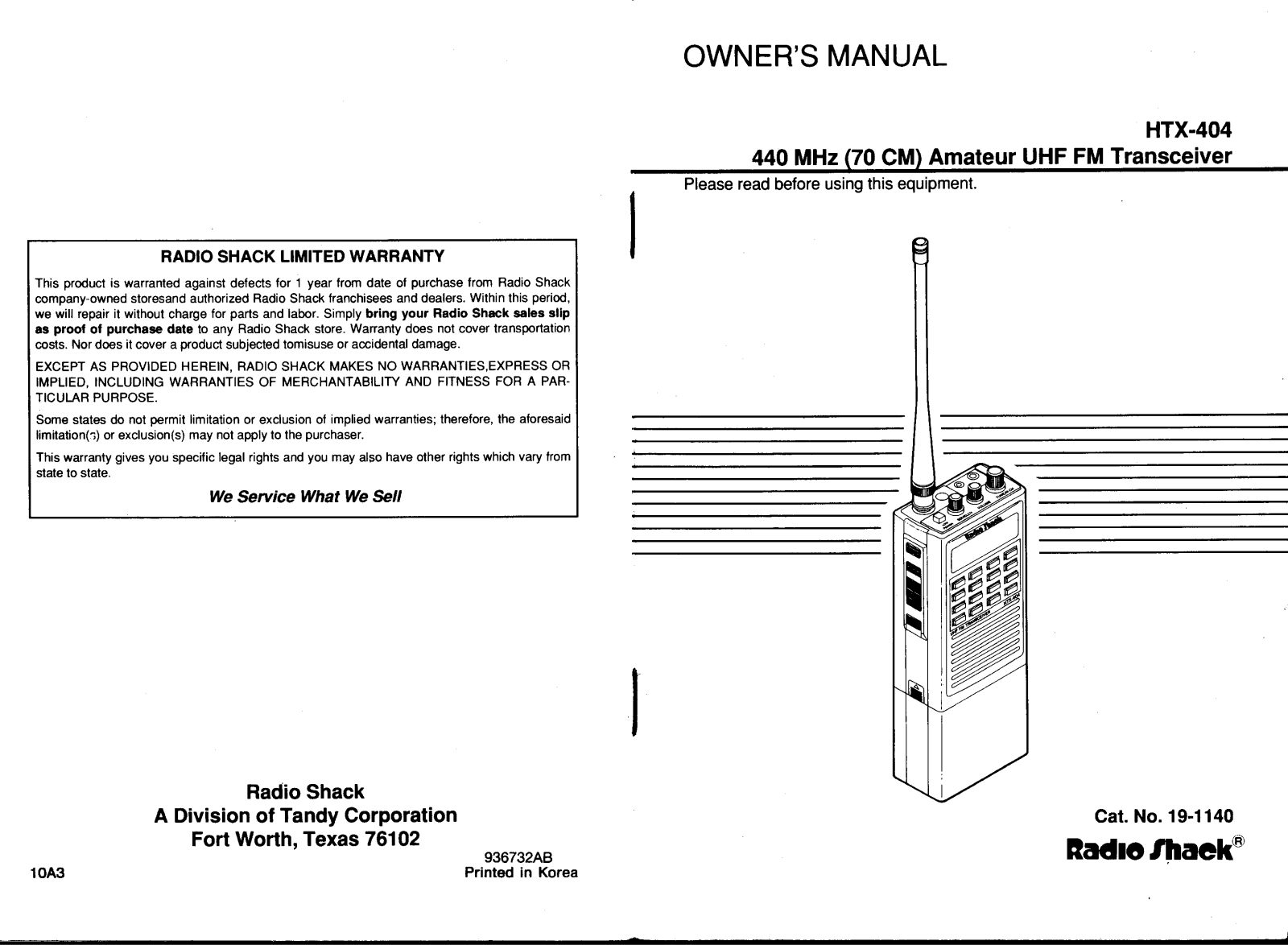 RadioShack HTX-4004 Owners Manual