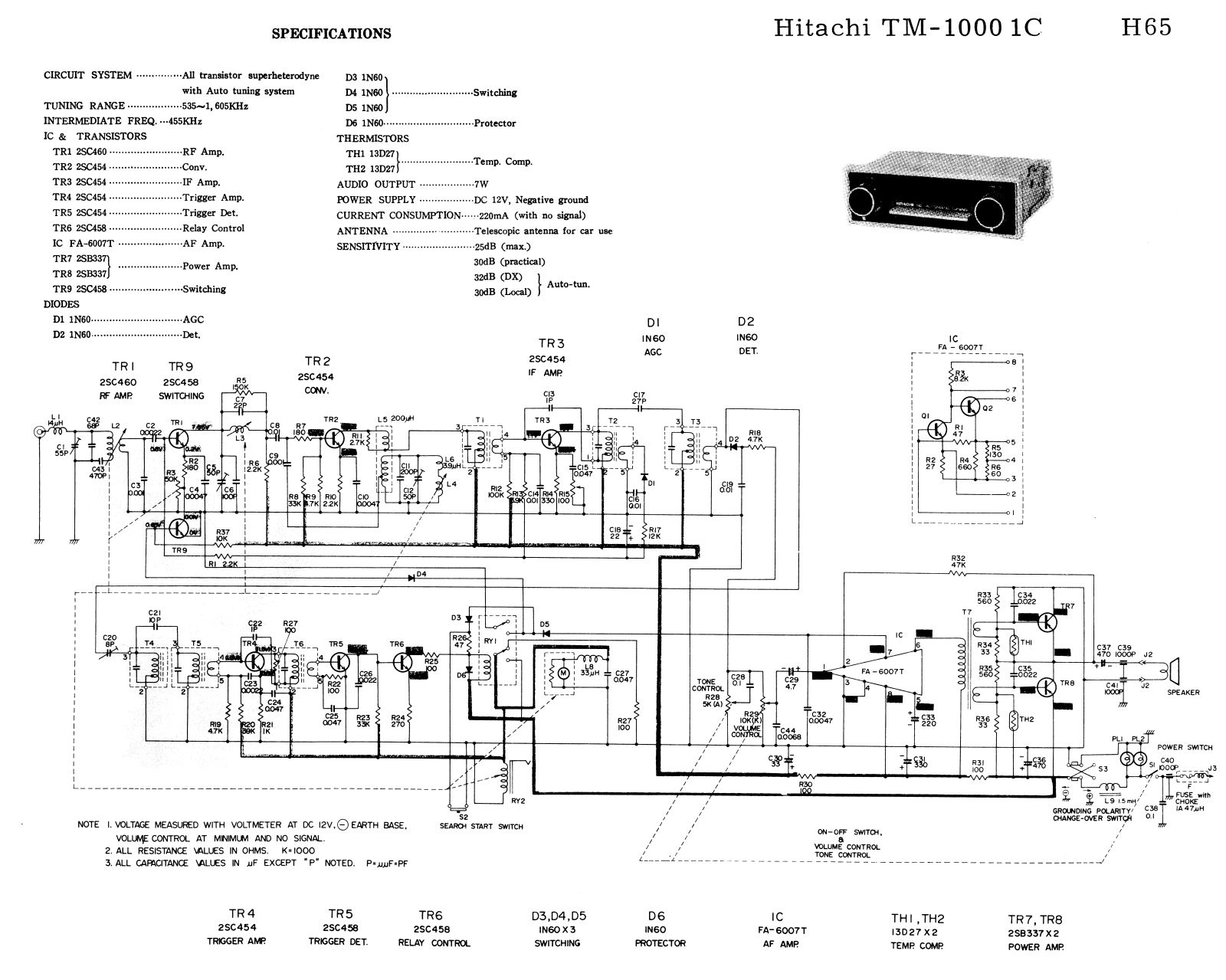 Hitachi TM-1000 1C Cirquit Diagram