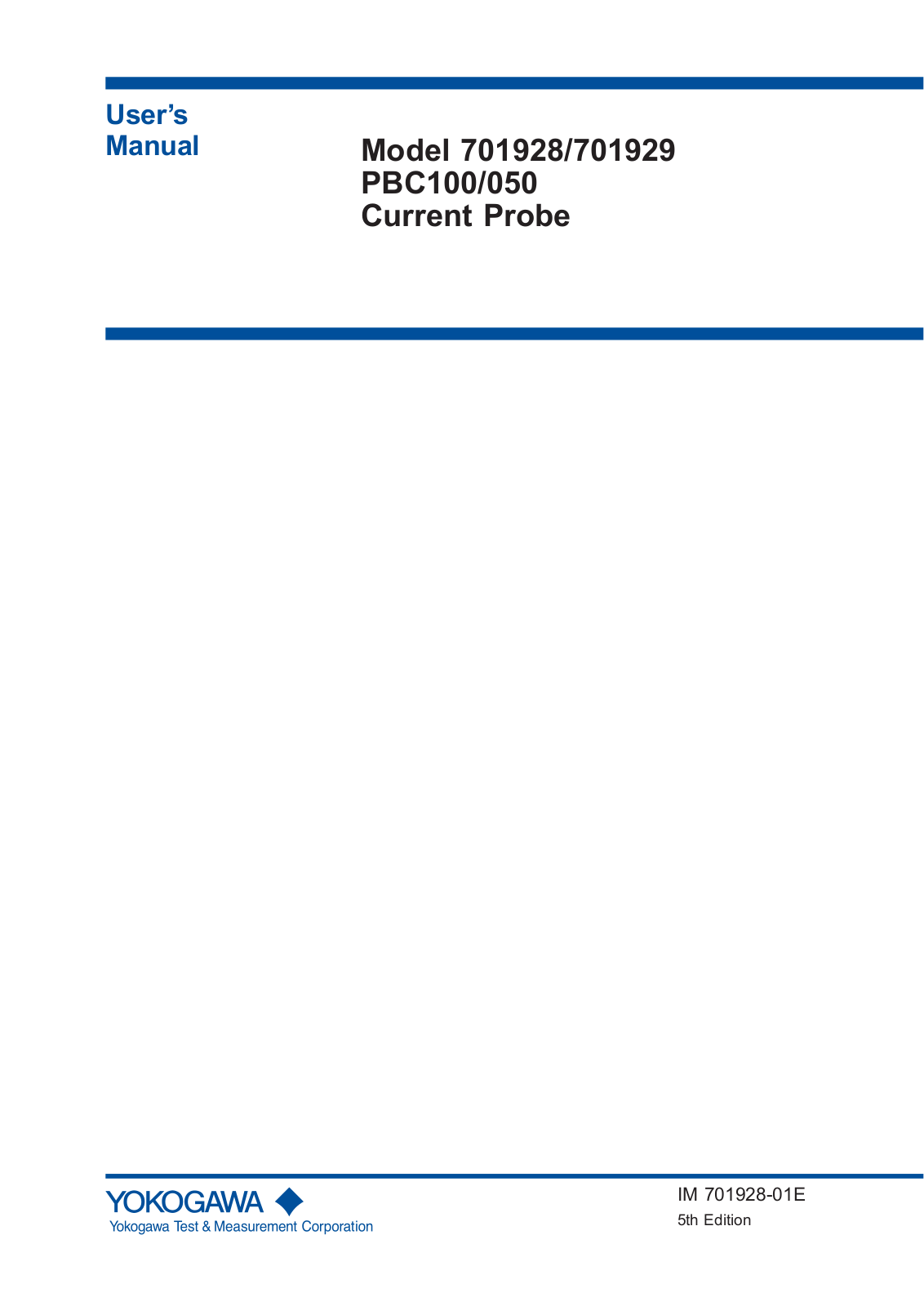 YOKOGAWA 701928, 701929 User Manual