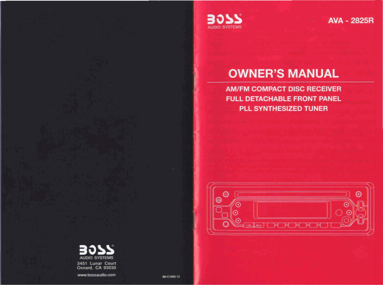 Boss Audio AVA-2825R Owner Manual