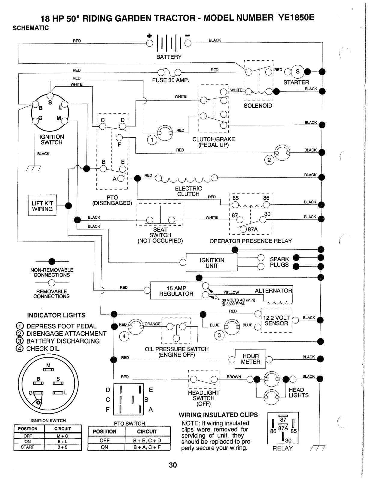 AYP YE1850E Parts List