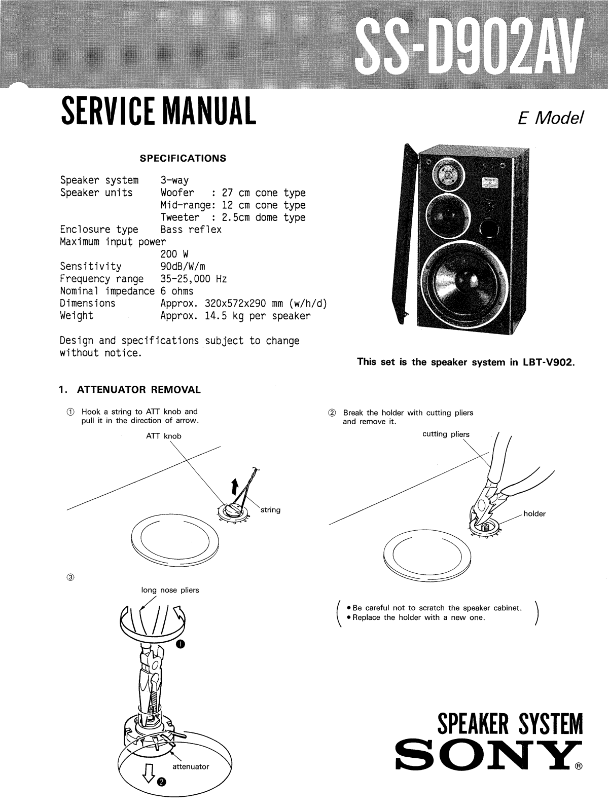Sony SSD-902-AV Service manual