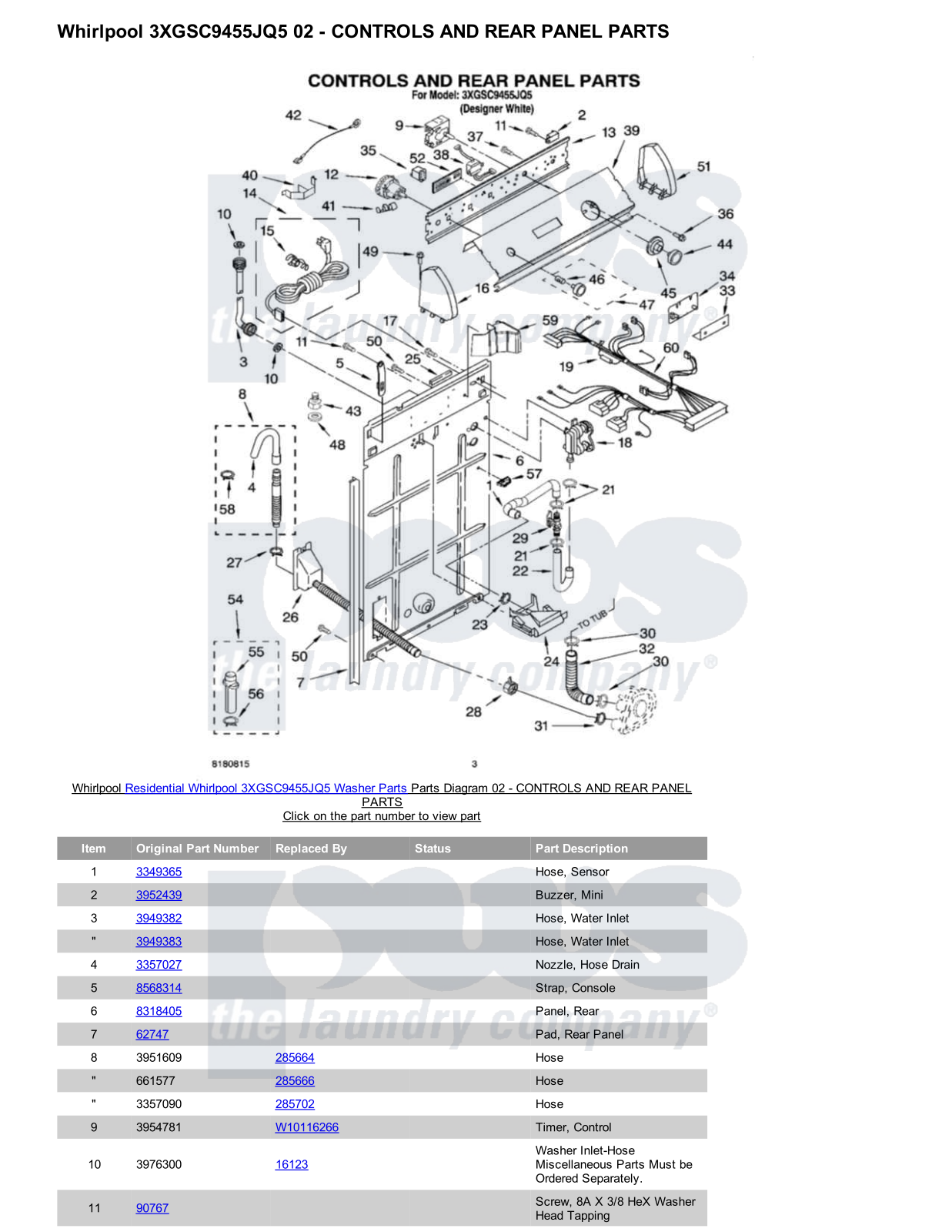 Whirlpool 3XGSC9455JQ5 Parts Diagram