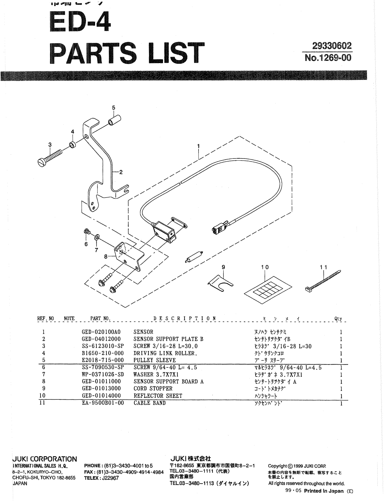 JUKI ED-4 Parts List