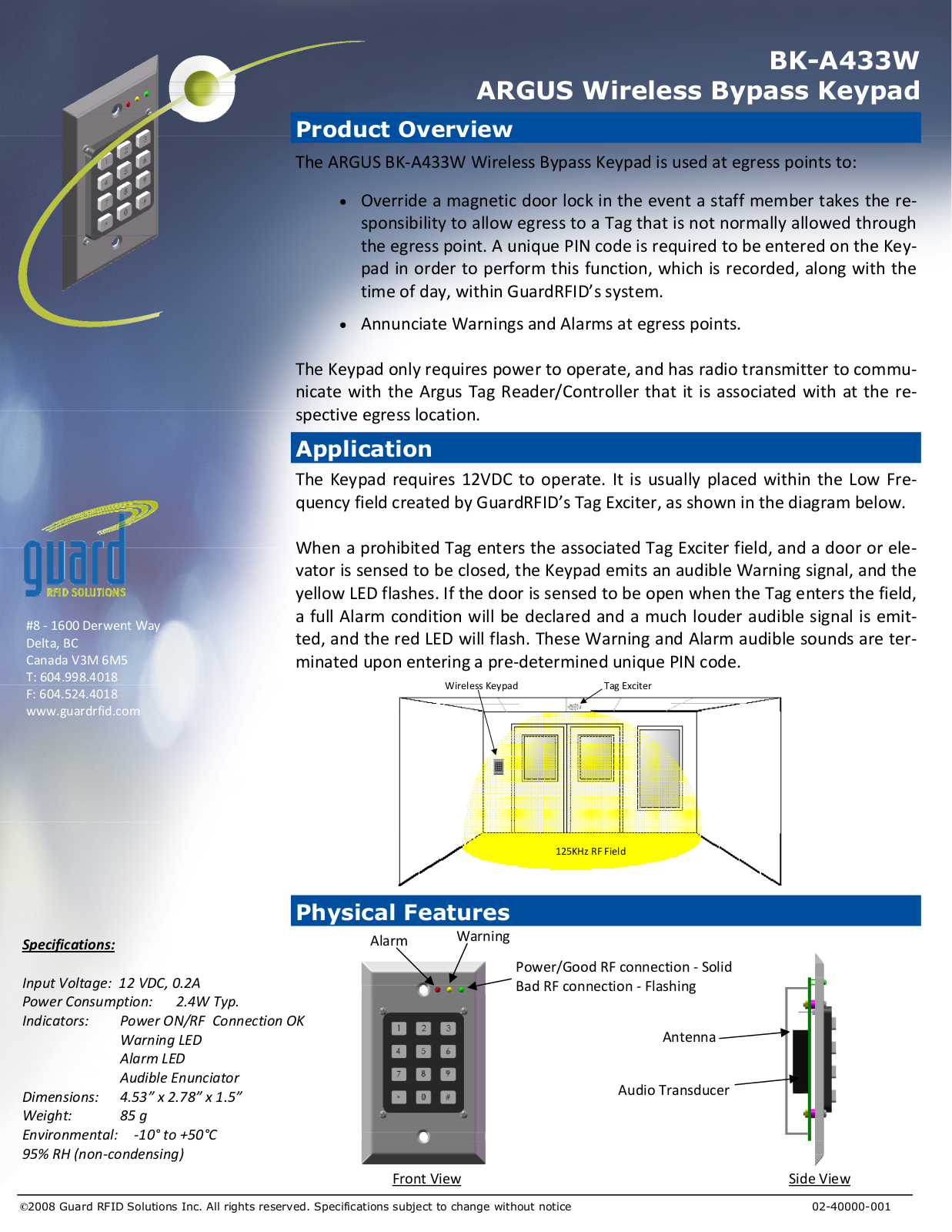 Guard RFID Solutions WK1 Users manual