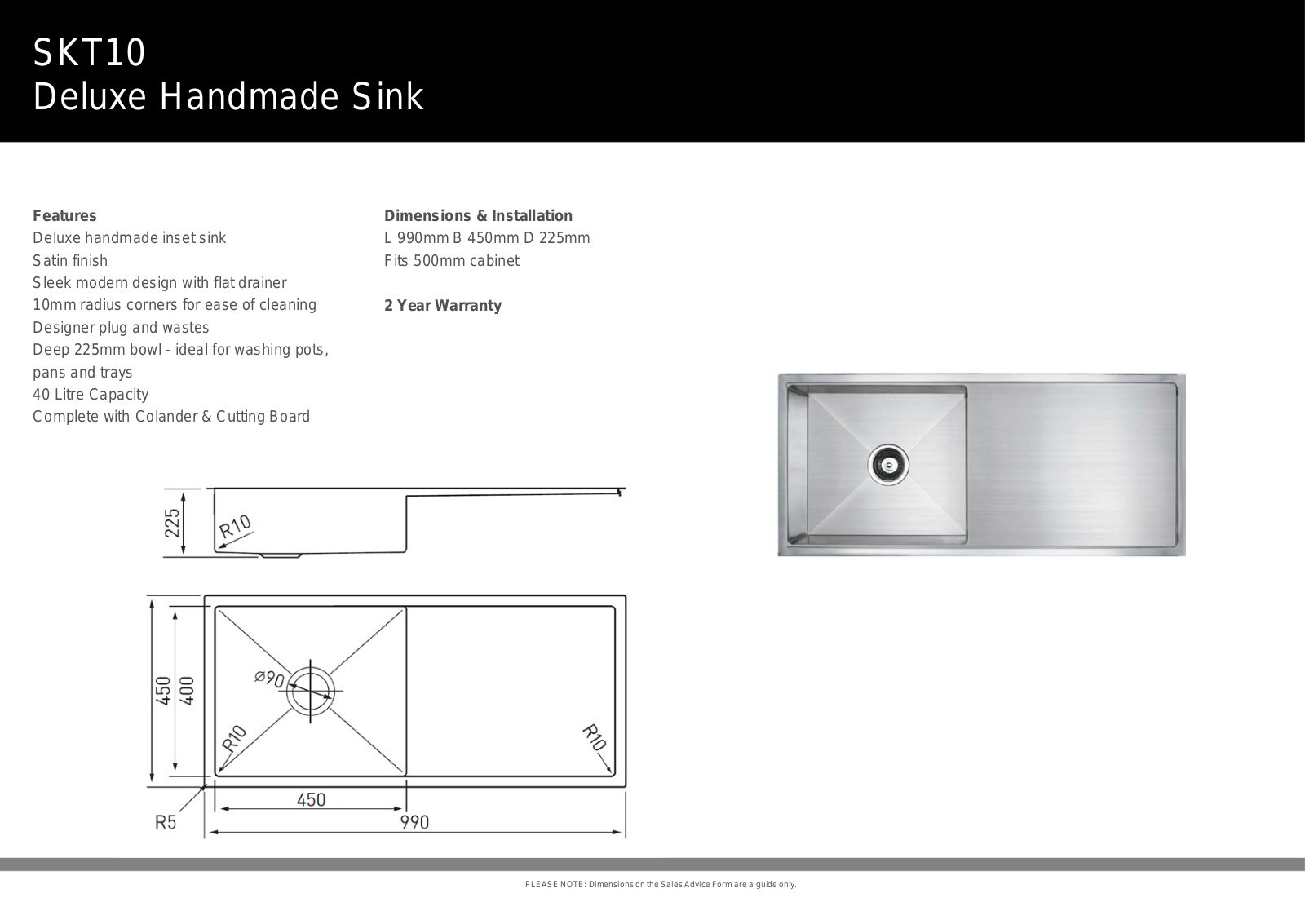 Arc SKT10 Specifications Sheet