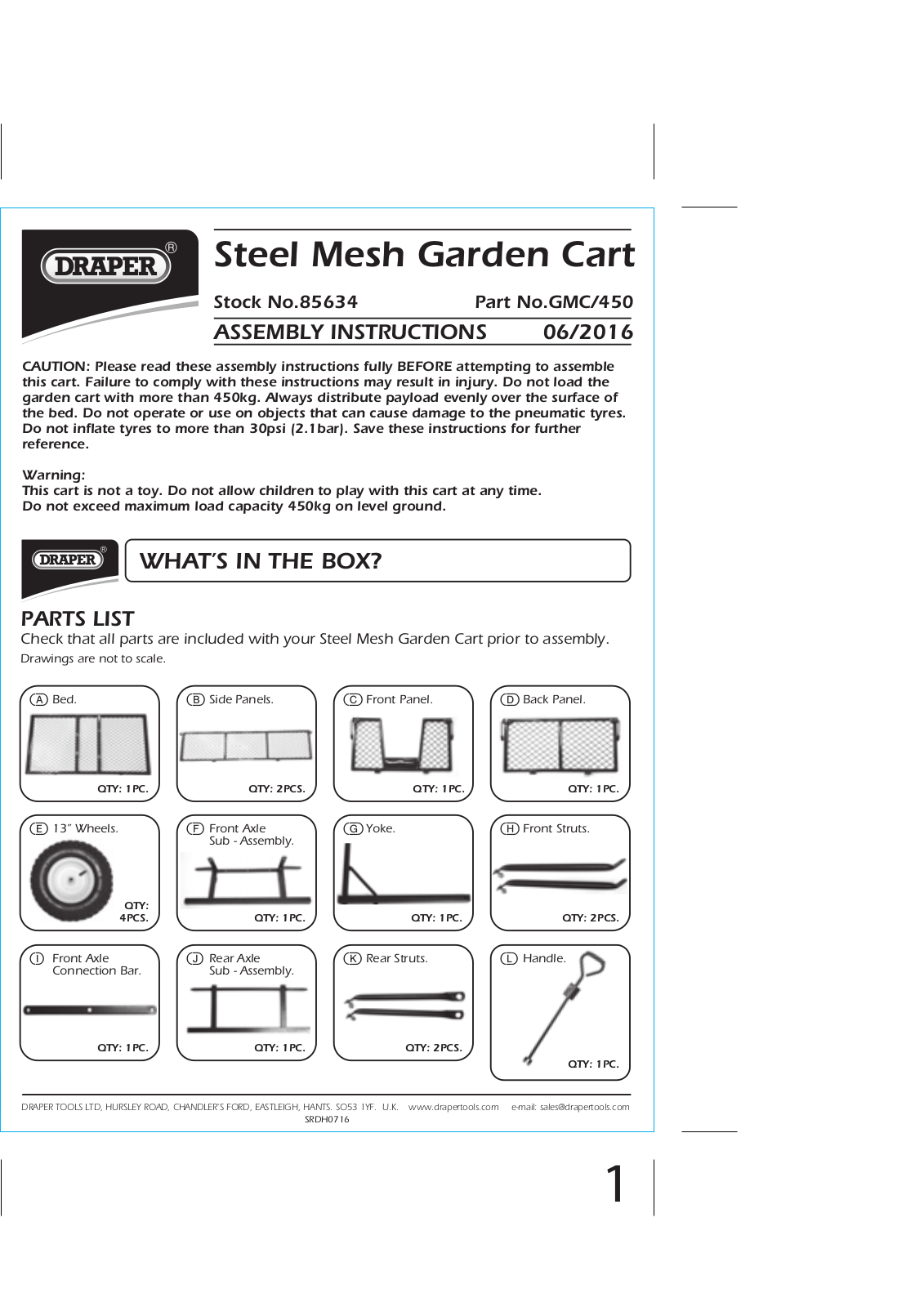 Draper Tools 85634 Instructions - ManualMachine.com