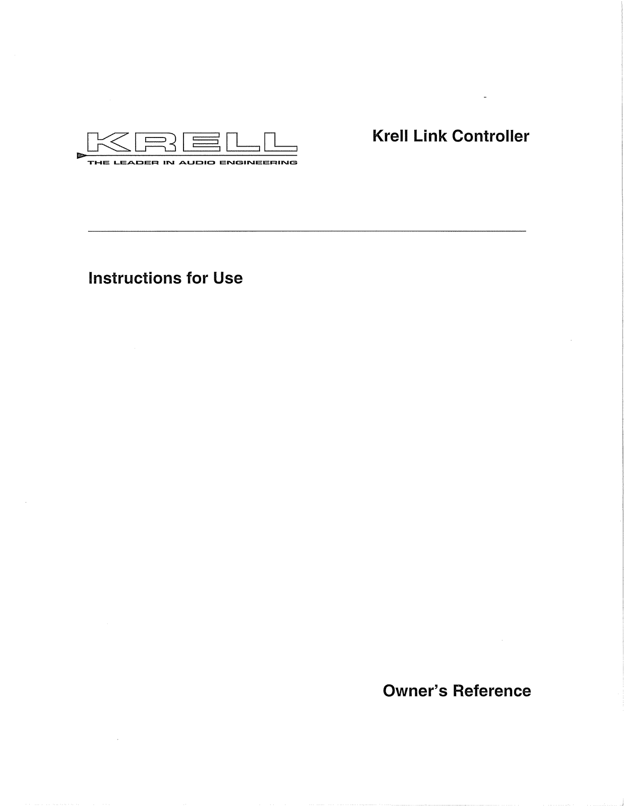 Krell MRA Owners manual