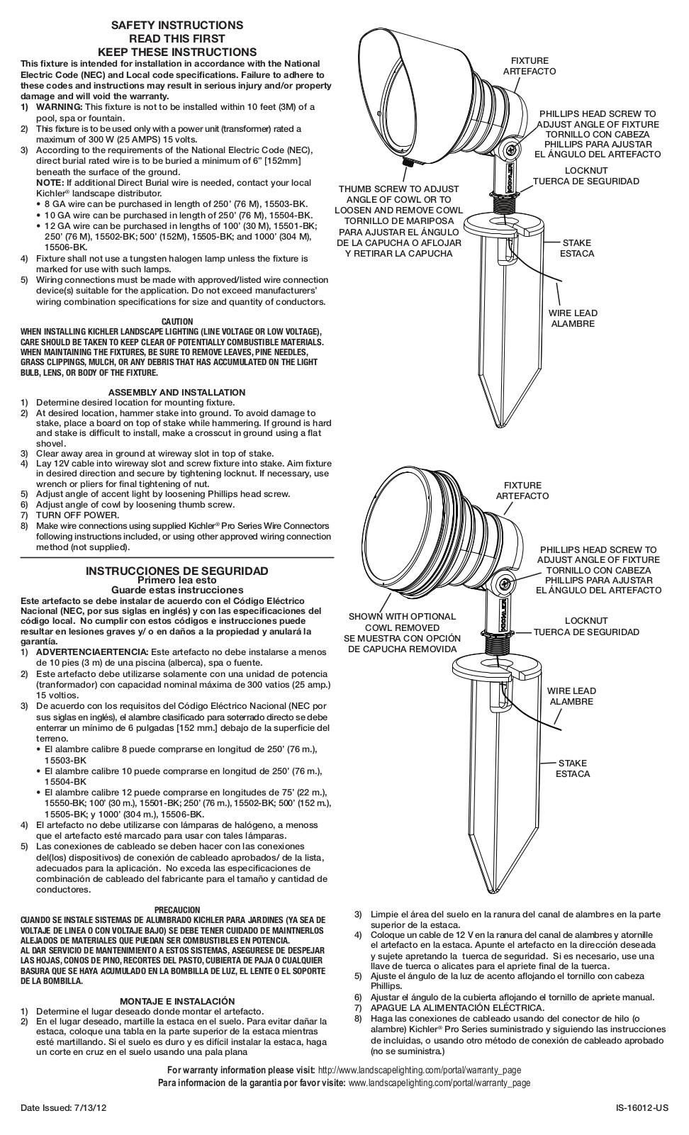 Kichler 16012 User Manual