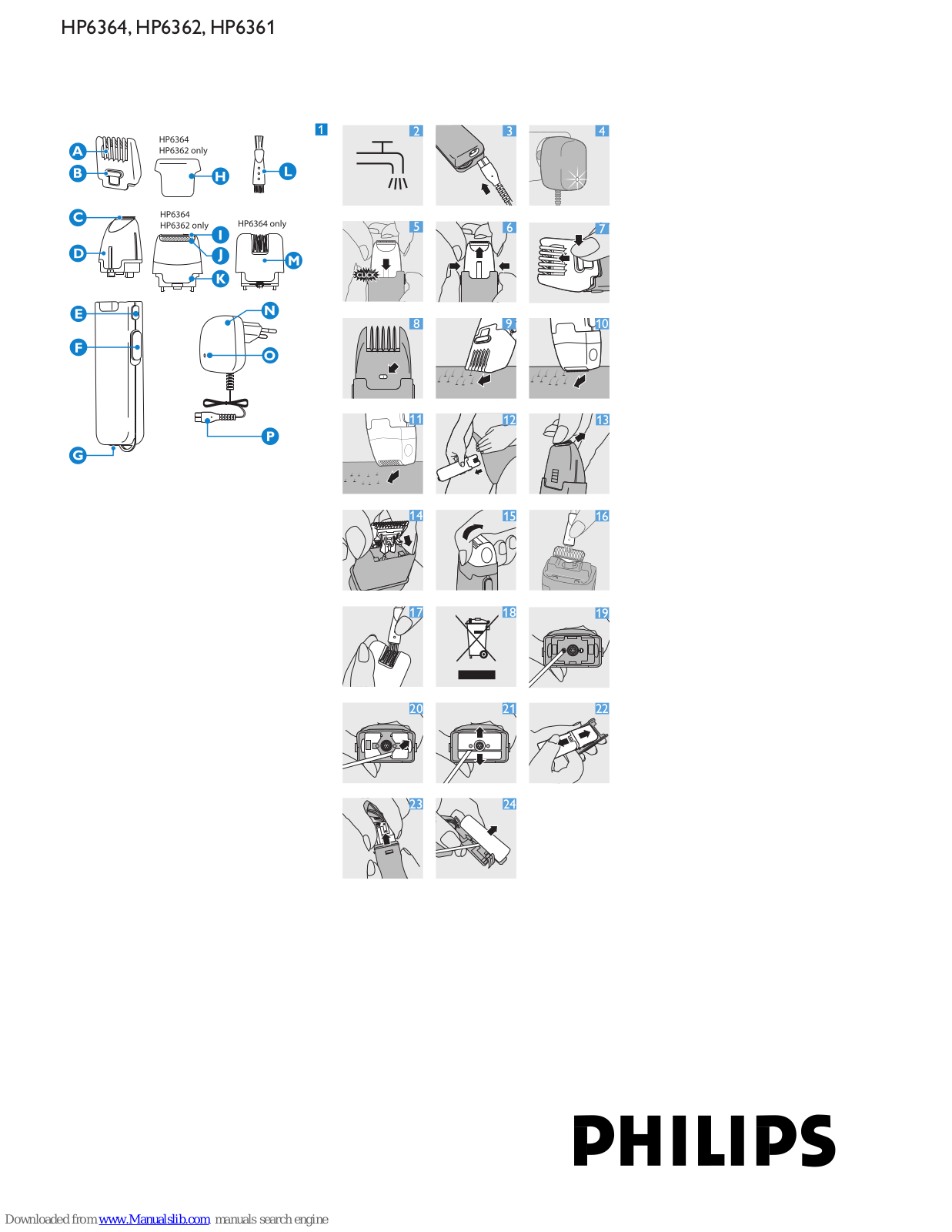 Philips HP6364/82, HP6362/82, HP6362/00, HP6361/82, HP6361/00 User Manual