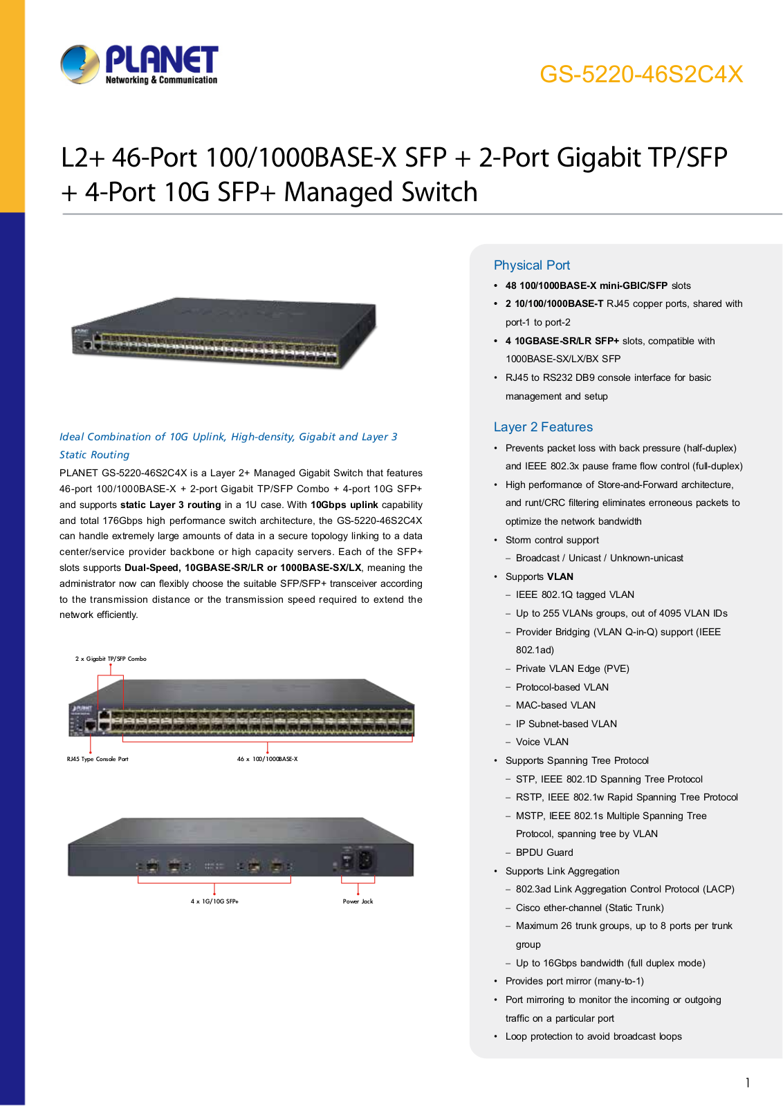 Planet GS-5220-46S2C4X User Manual