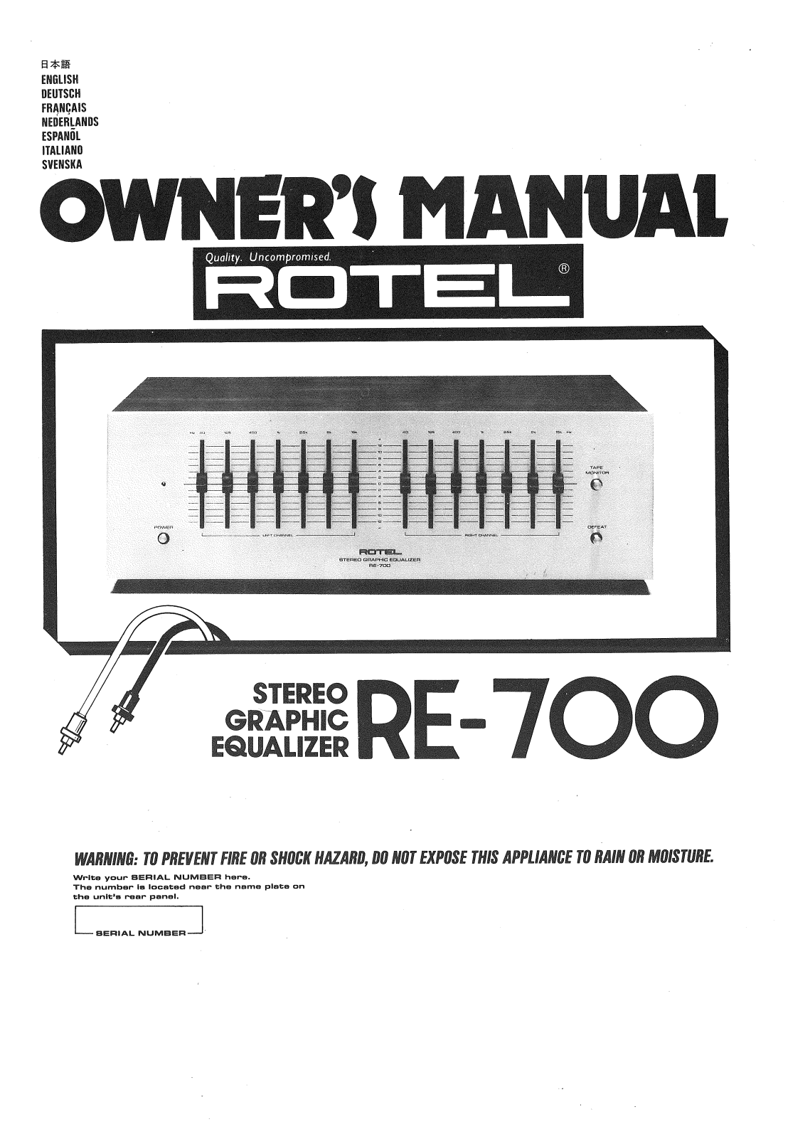 Rotel RE-700 User Manual