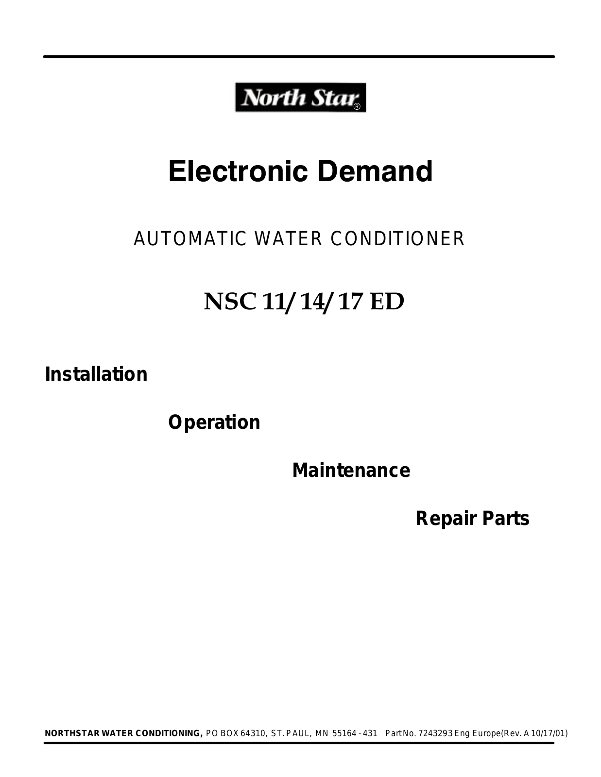 NorthStar NSC 11 ED, NSC 14 ED, NSC 17 ED Maintenance Manual