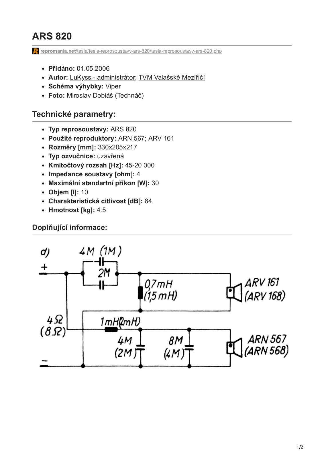 Tesla ARS 820 User Manual