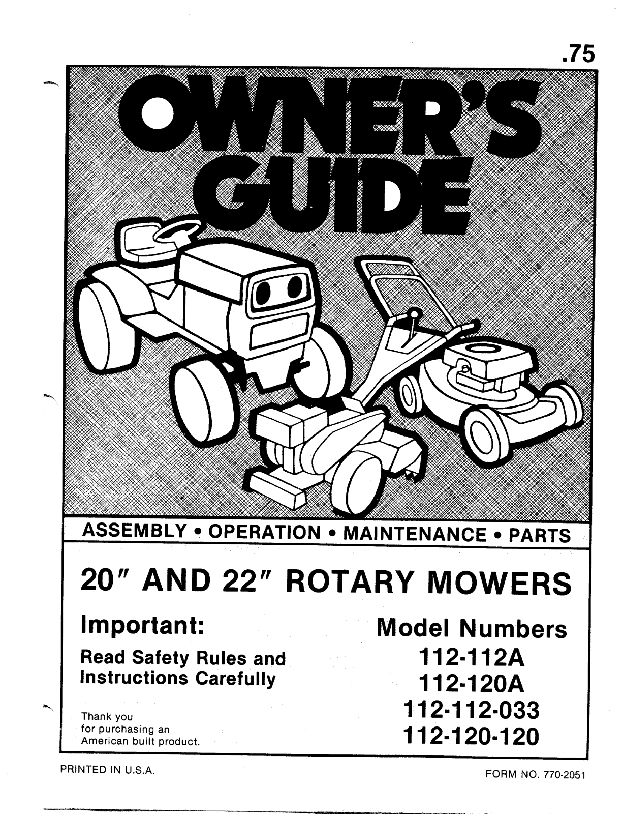 MTD 112-120A, 112-112-033, 112-120-120, 112-112A User Manual