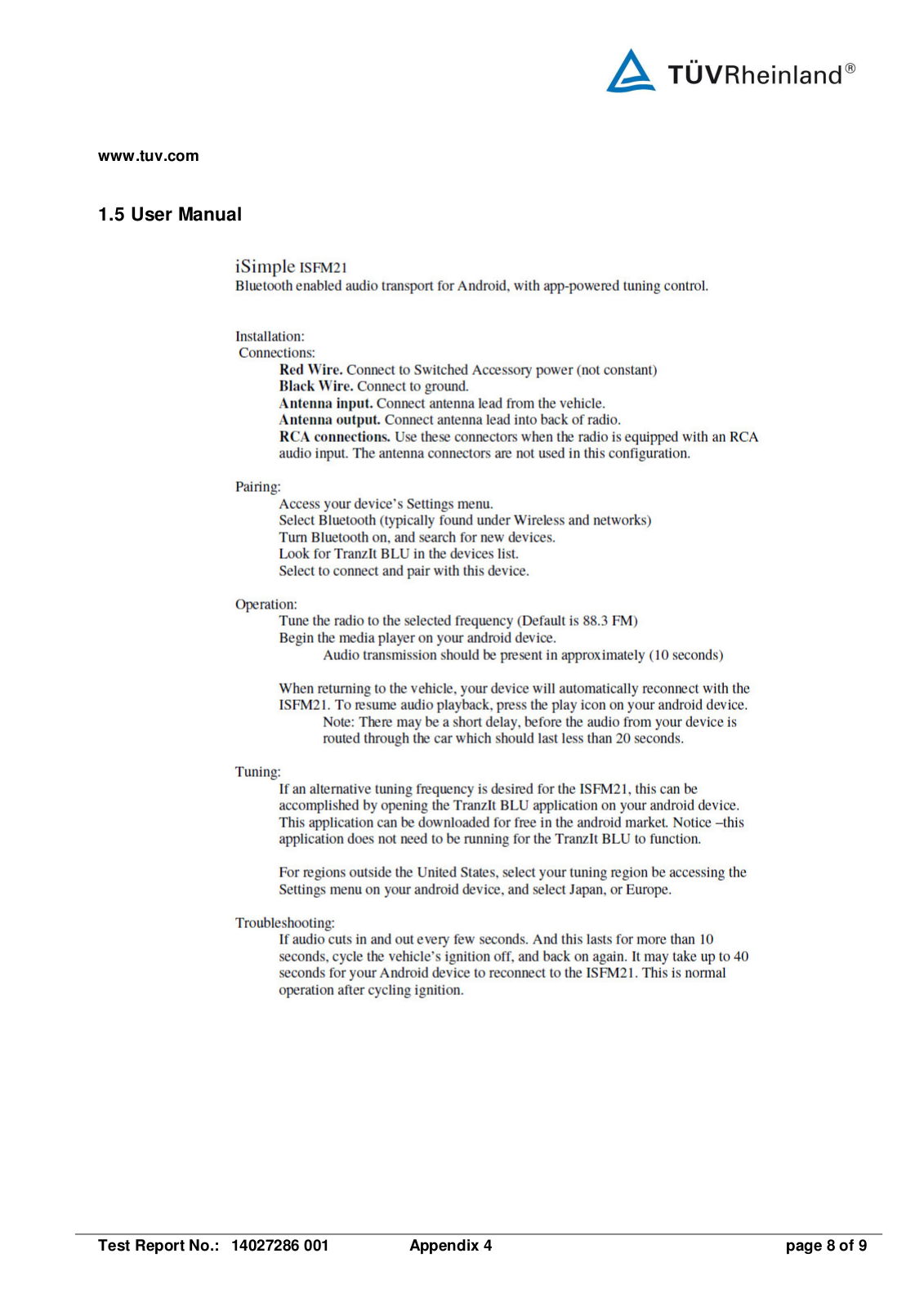 iSimple ISFM2 User Manual