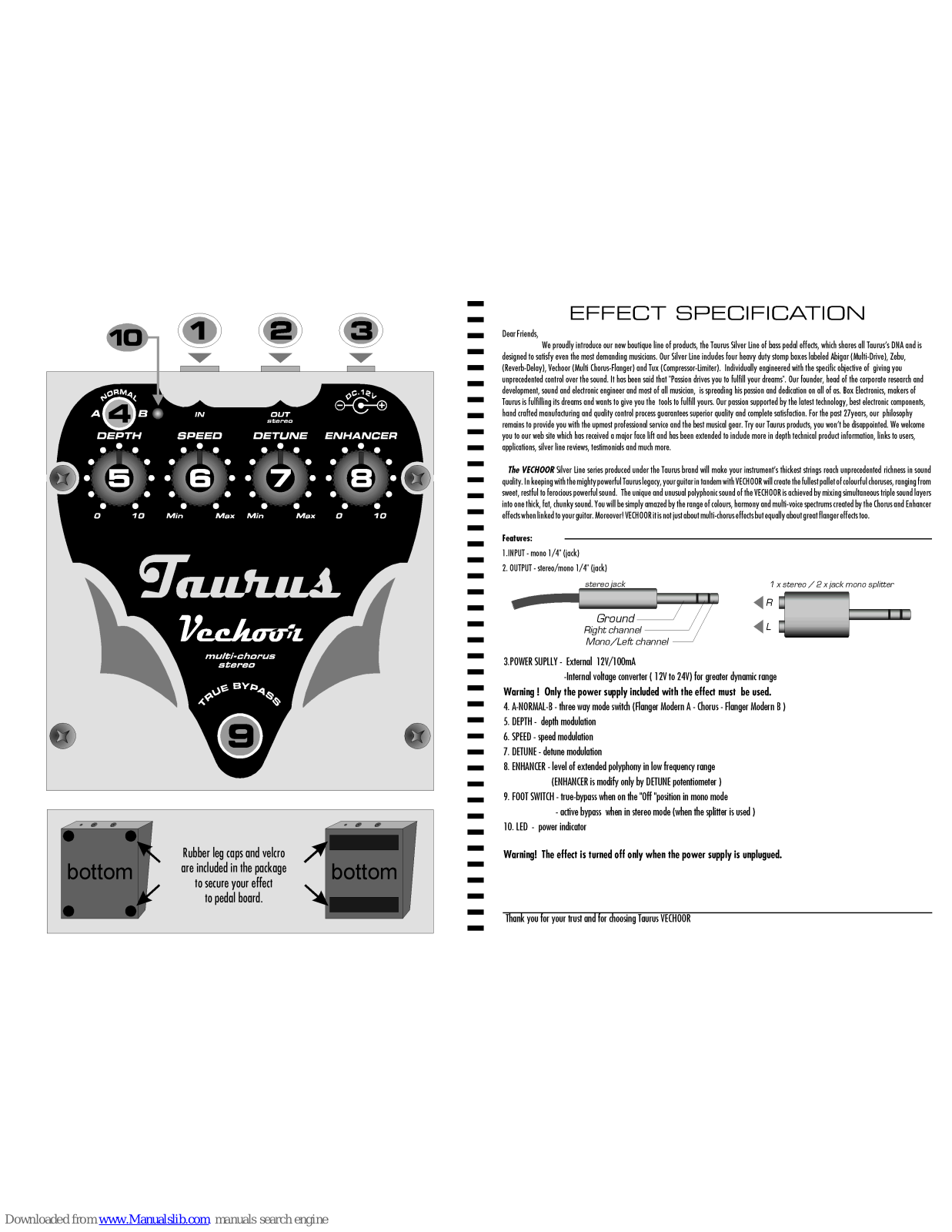 Taurus Vechoor Operating Manual