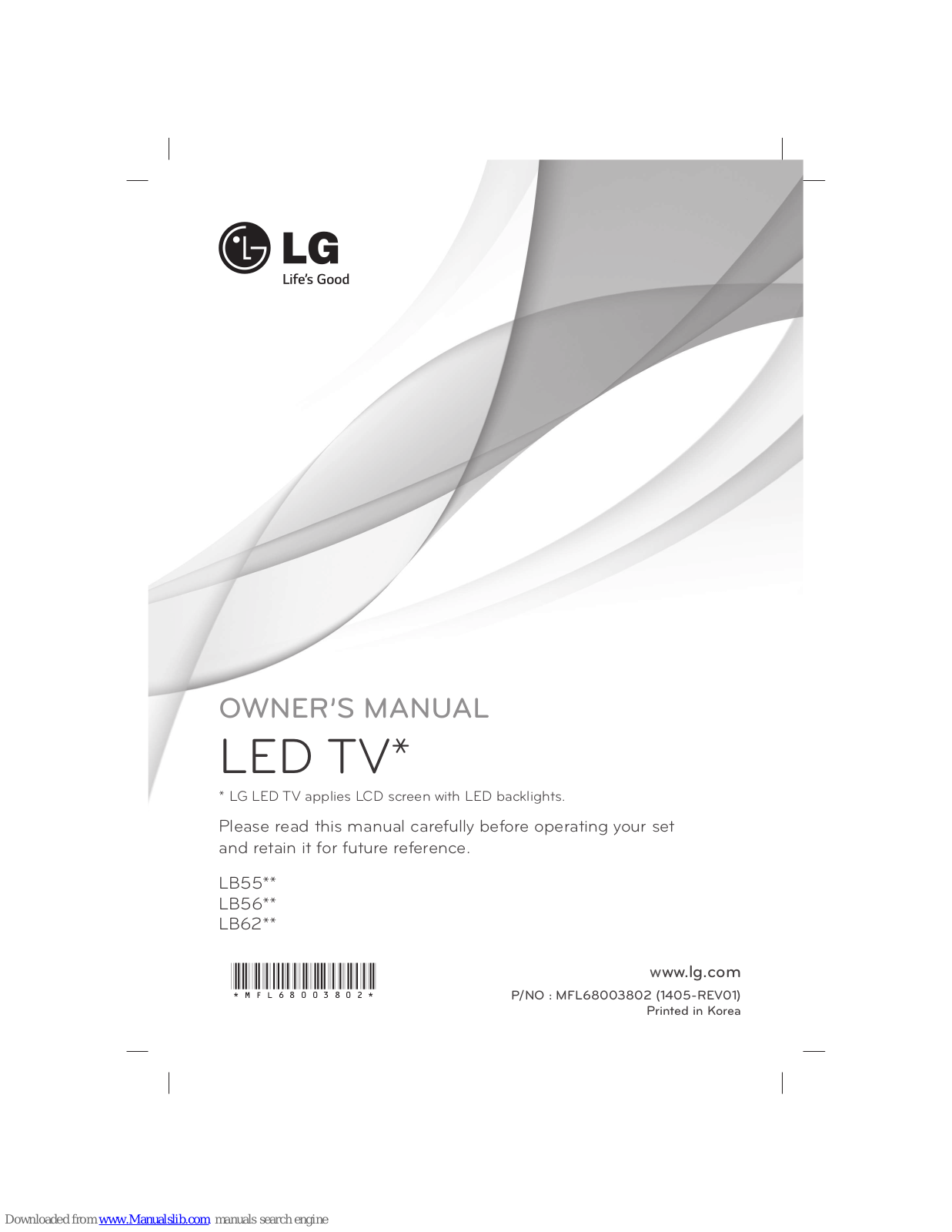 LG LB55 series, LB56 series, LB62 series Owner's Manual