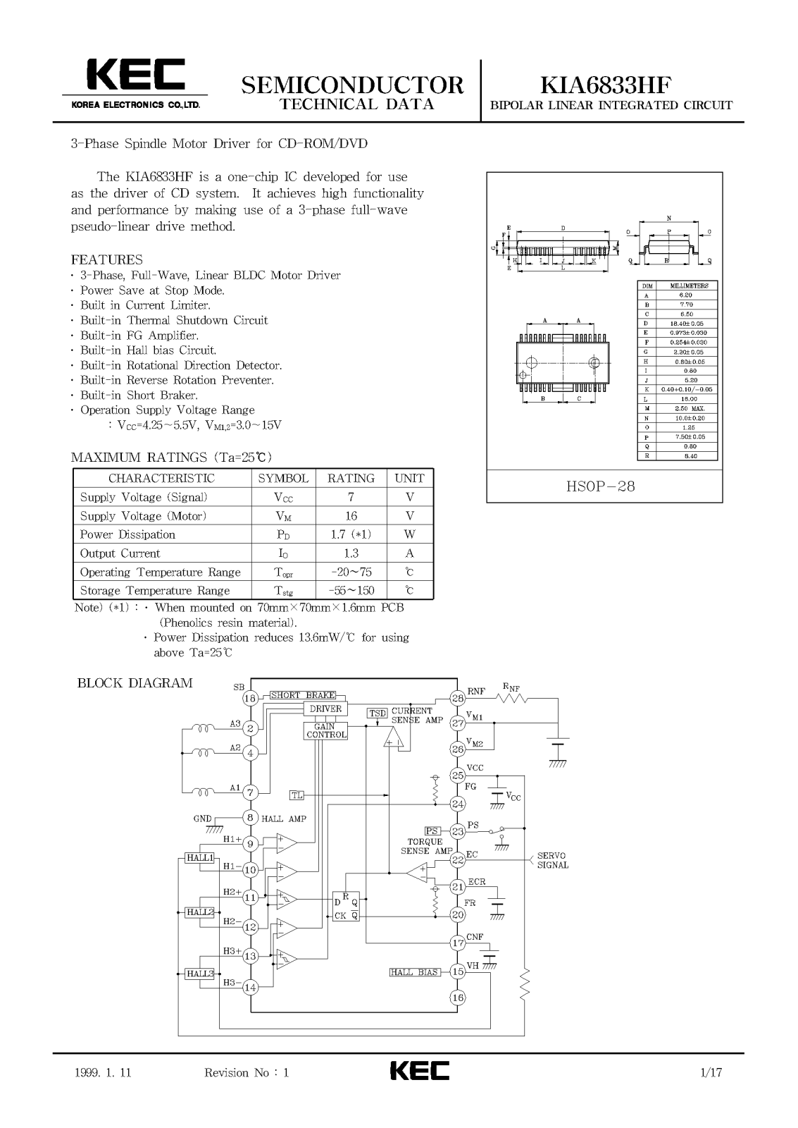 KEC KIA6833HF Datasheet