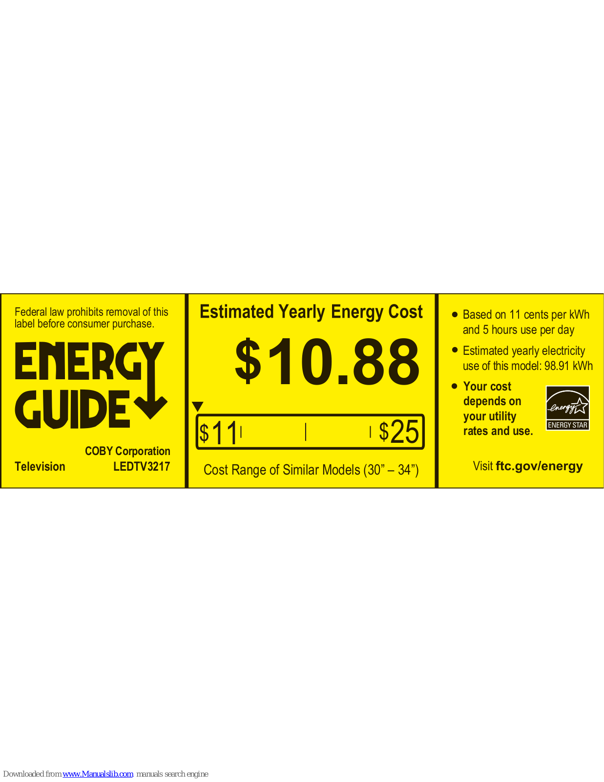 Coby LEDTV3217 Energy Manual