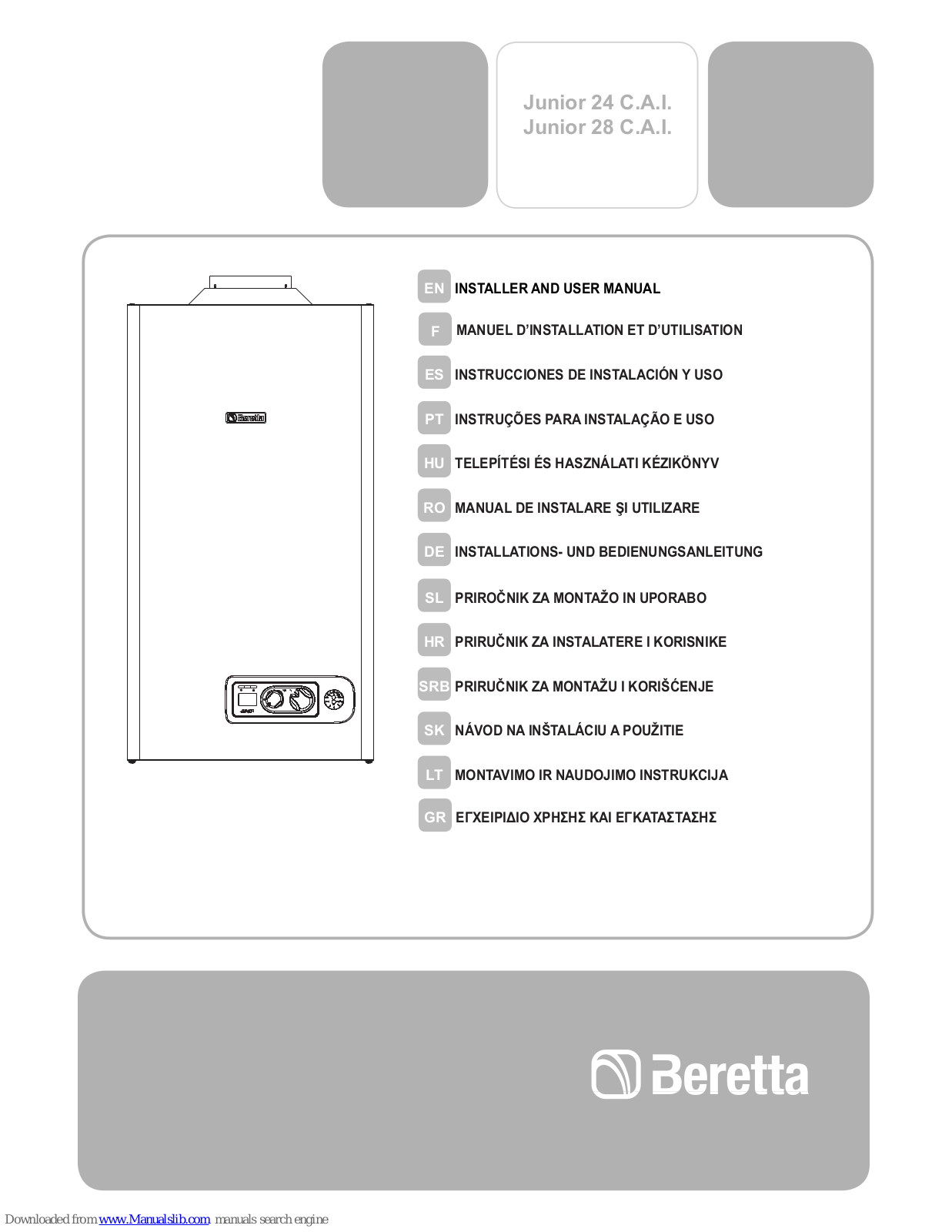 Beretta Junior 24 C.A.I., Junior 28 C.A.I. Installer And User Manual