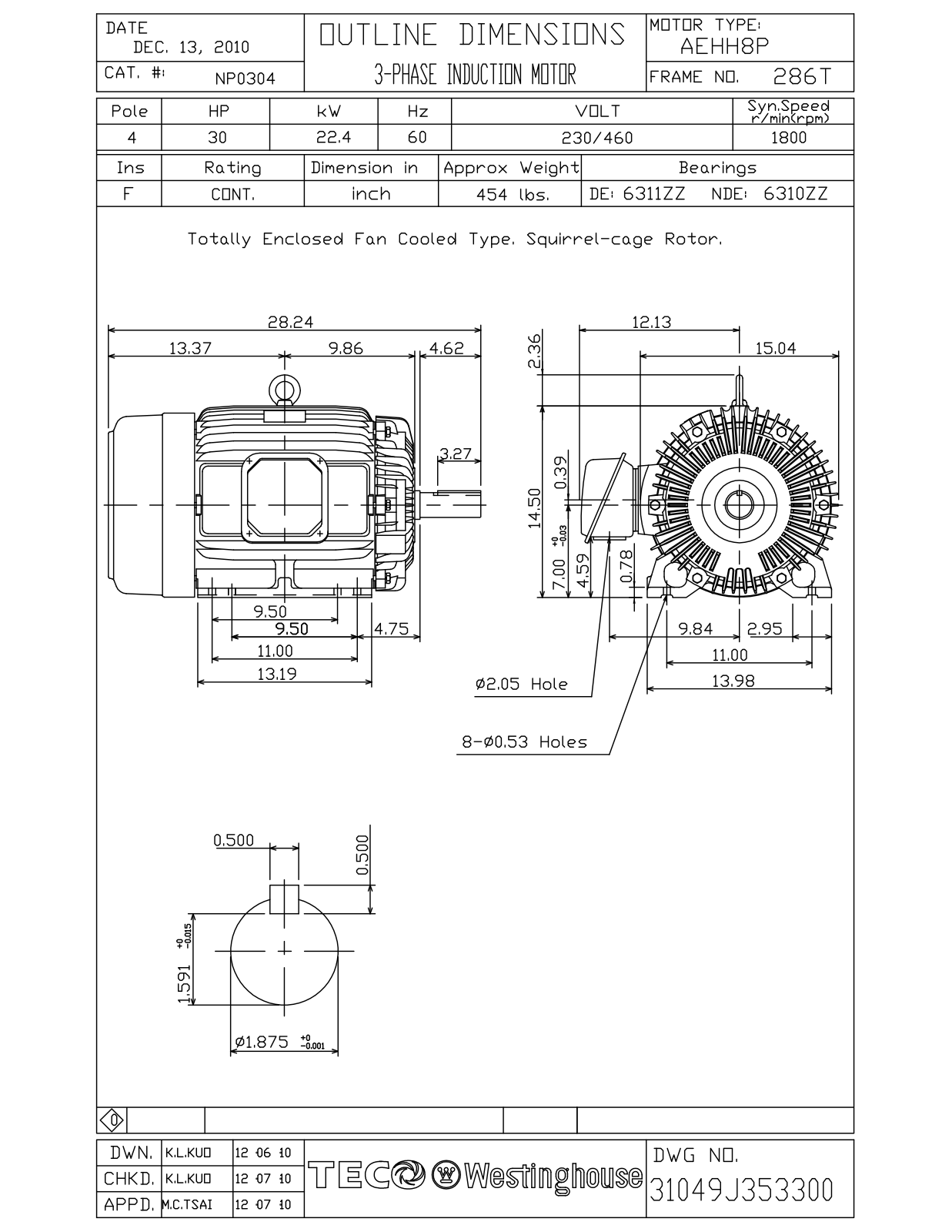 Datasheet NP0304 Reference Drawing (Teco) - ManualMachine.com
