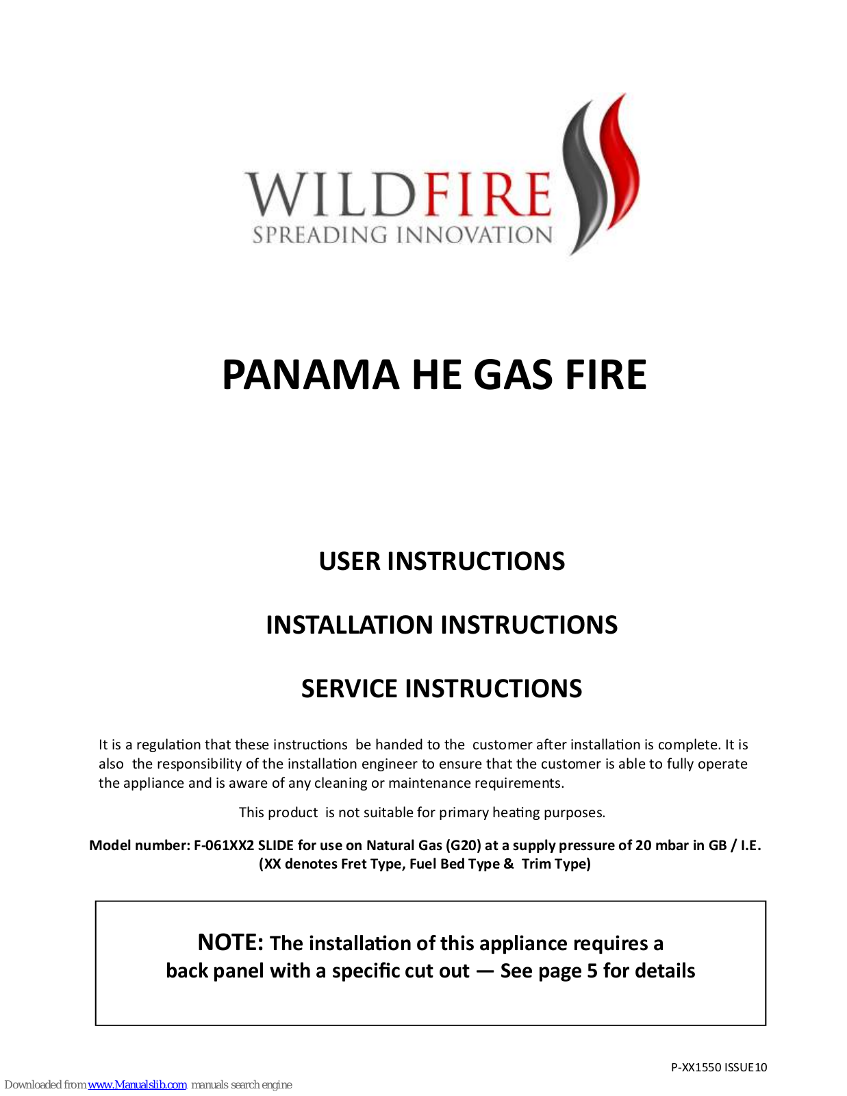 Wildfire PANAMA HE User Instructions