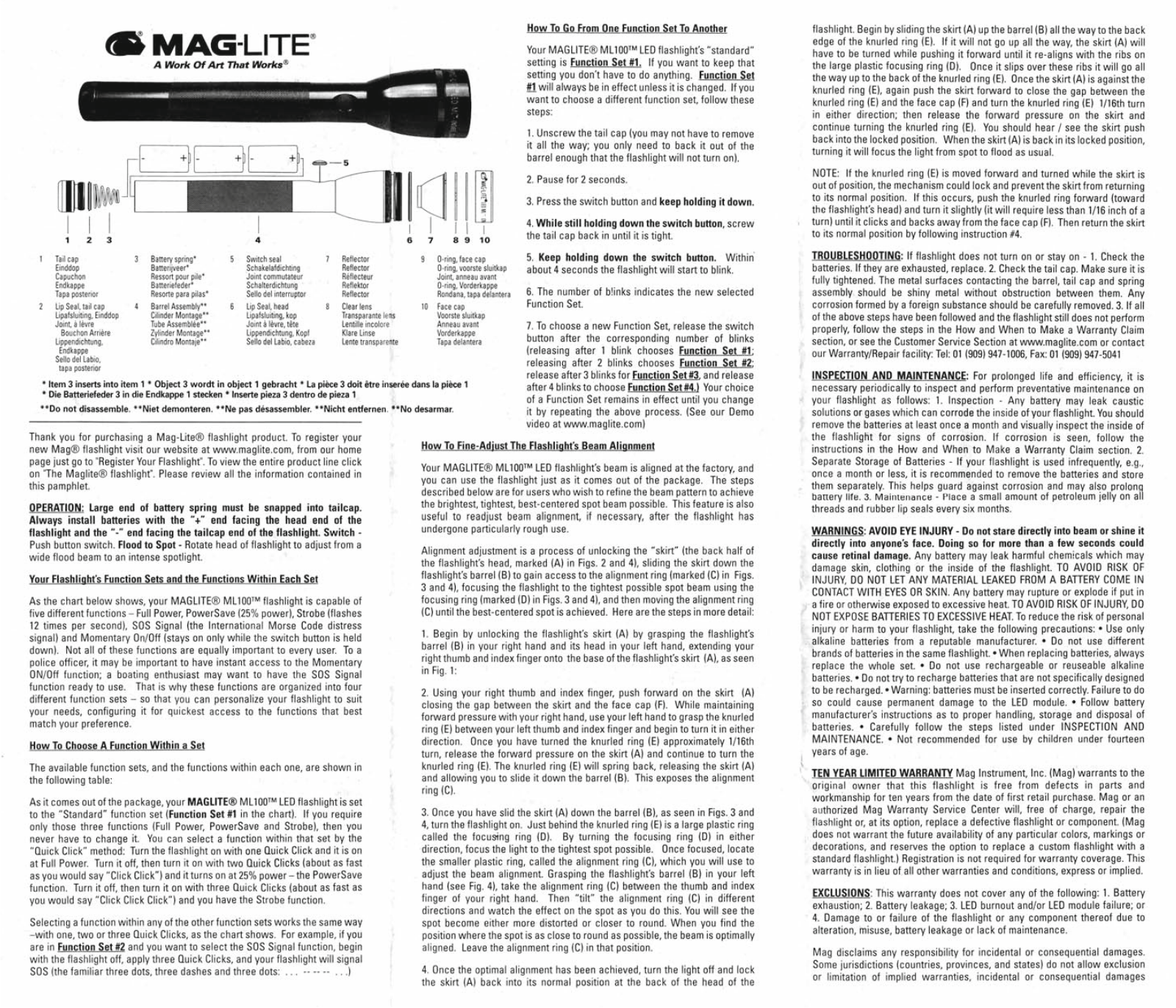 Mag-Lite ML100 User guide