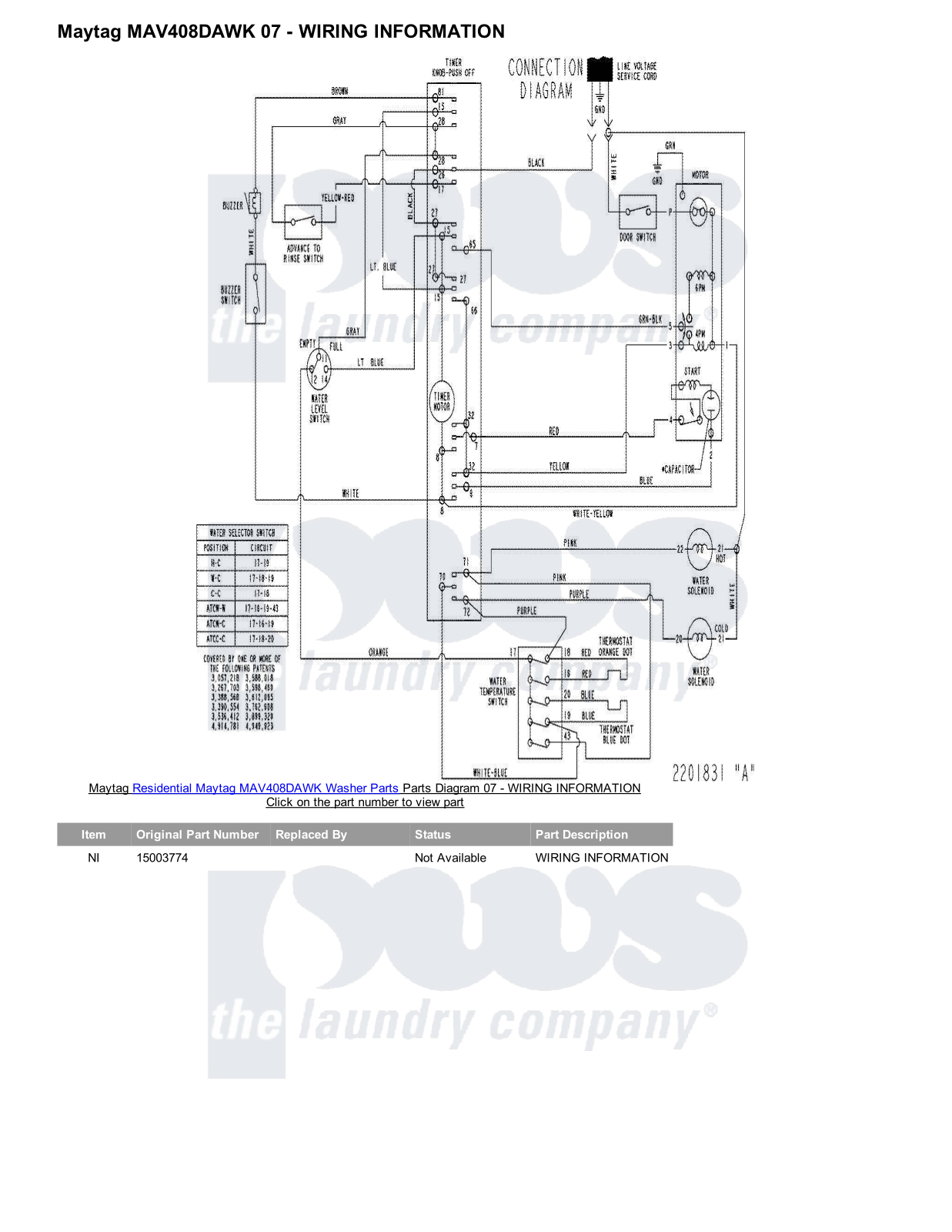 Maytag MAV408DAWK Parts Diagram