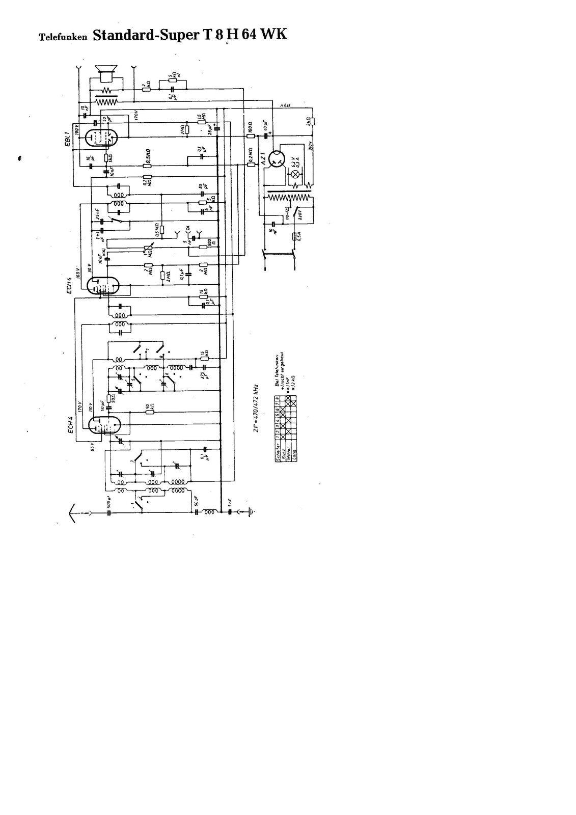 Telefunken T8H64-WK Schematic