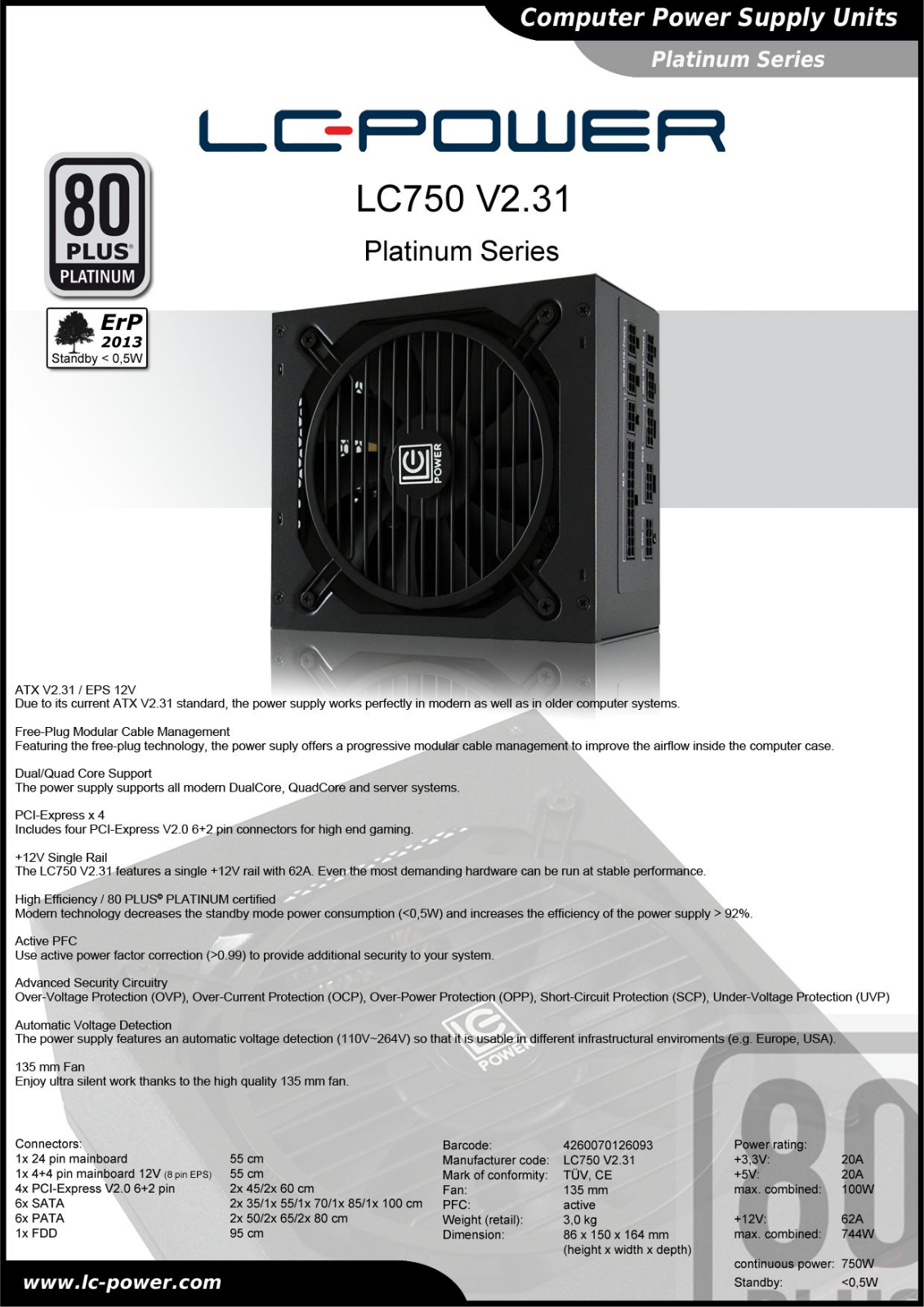 LC-Power LC750 User Manual