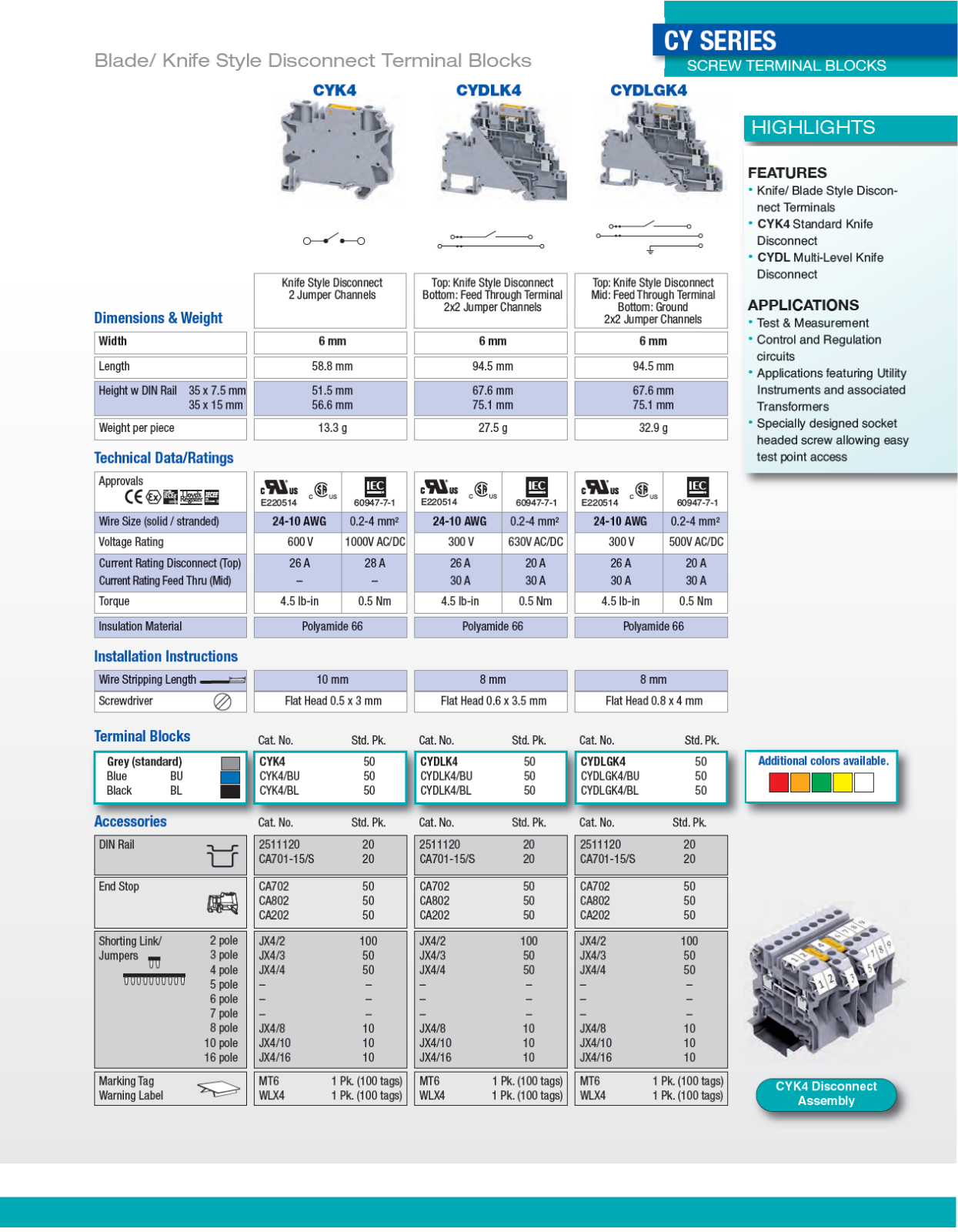 Altech CYDLGK4 Catalog Page