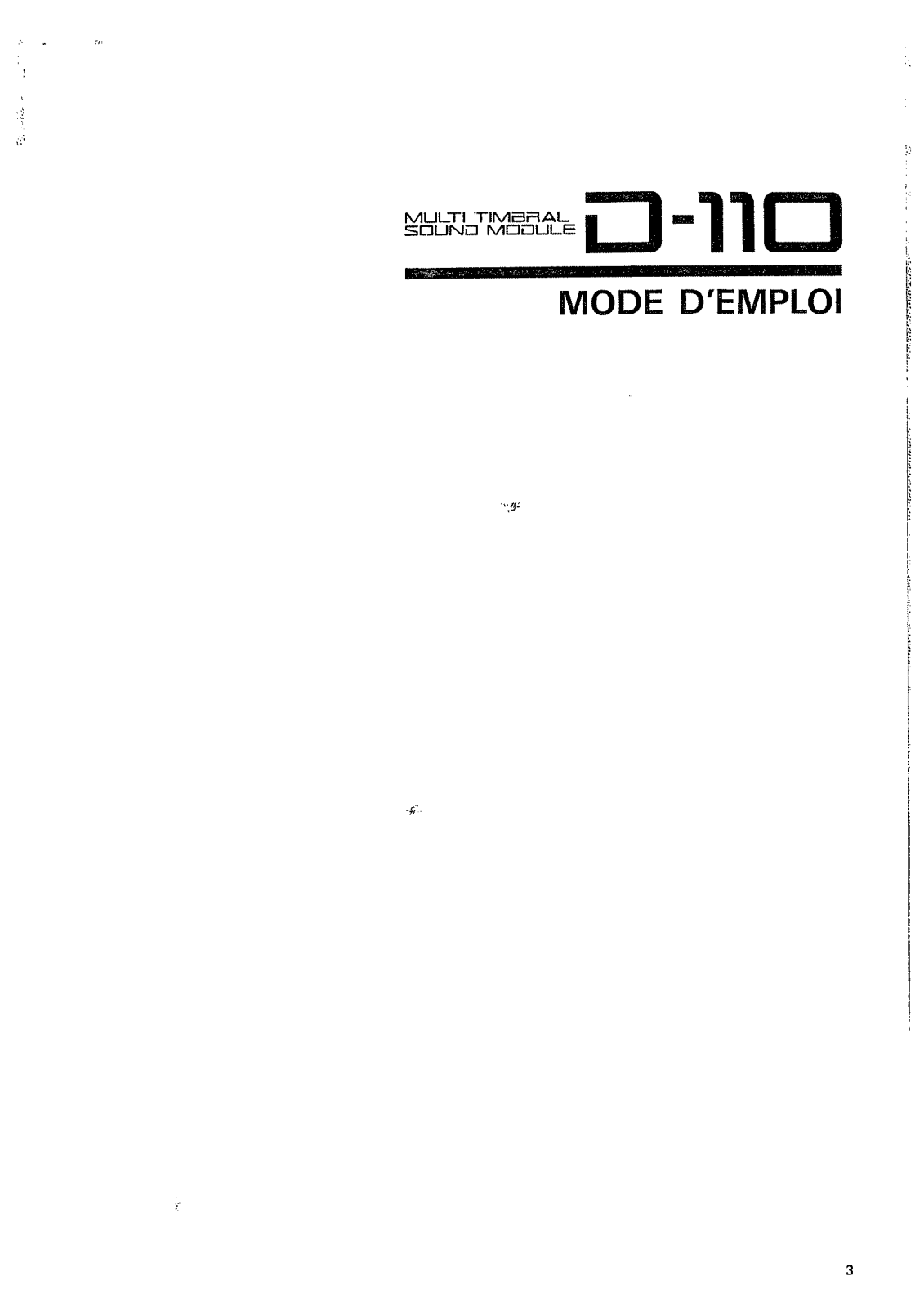 ROLAND D-110 User Manual