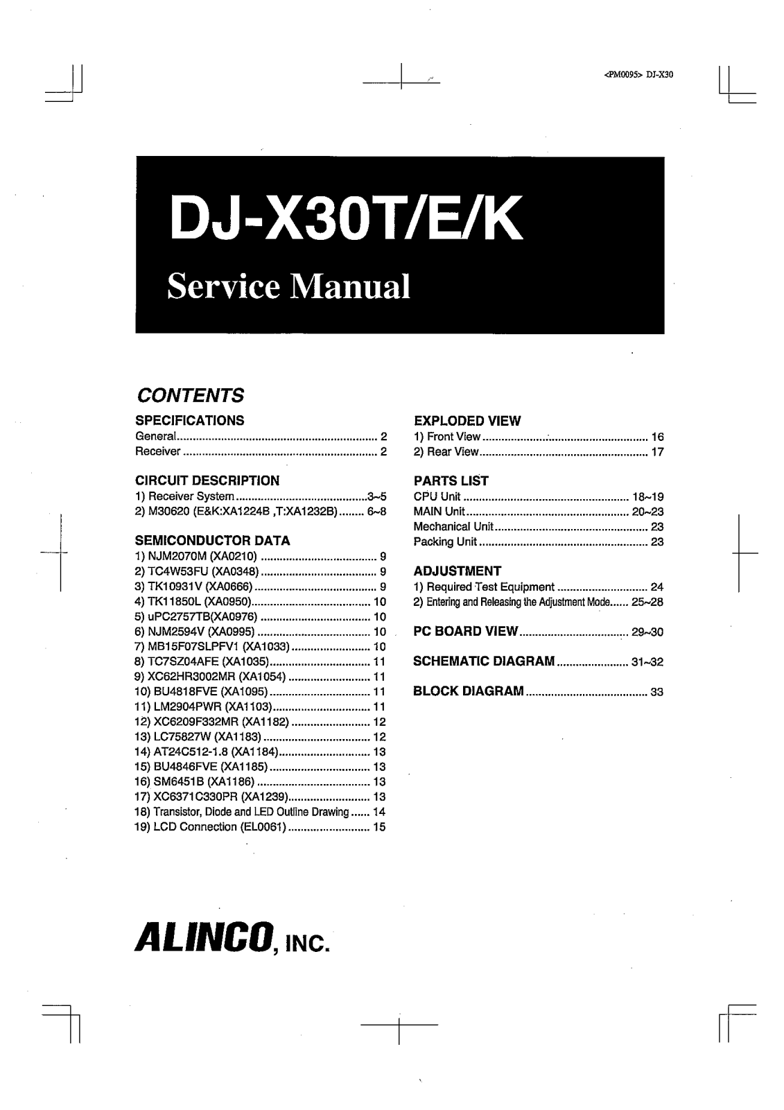 Alinco djx30 Service Manual