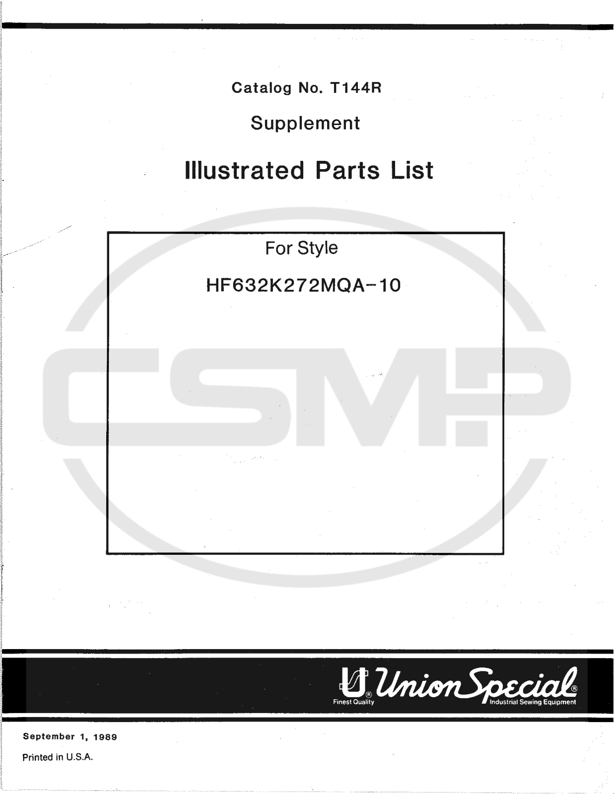 Union Special T144R Parts Book