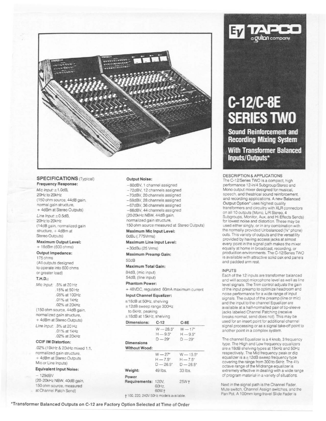 Electro-voice C-12, C-8E User Manual