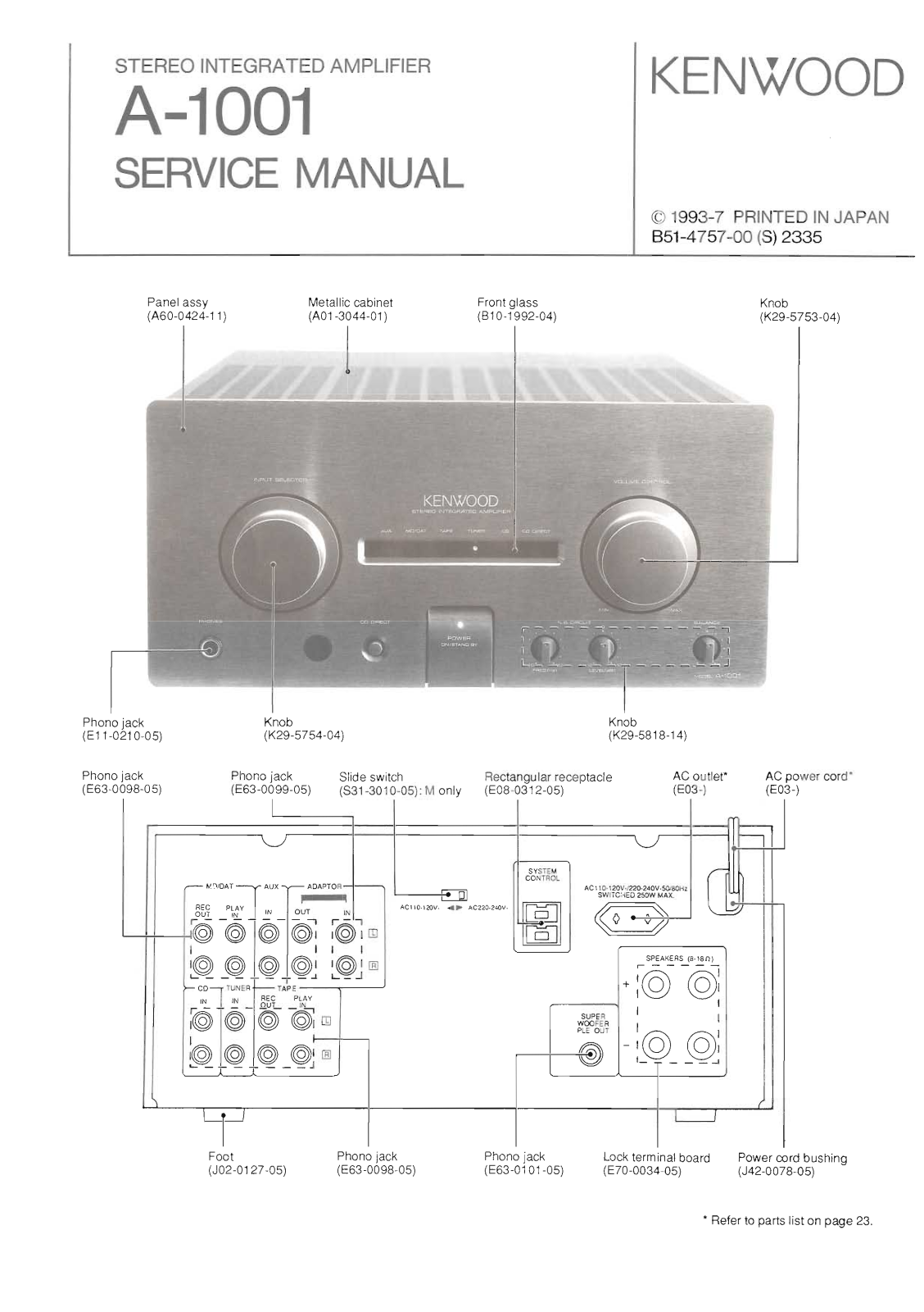 Kenwood A-1001 Service Manual