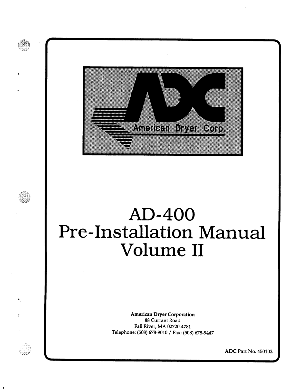 American Dryer AD-400 User Manual