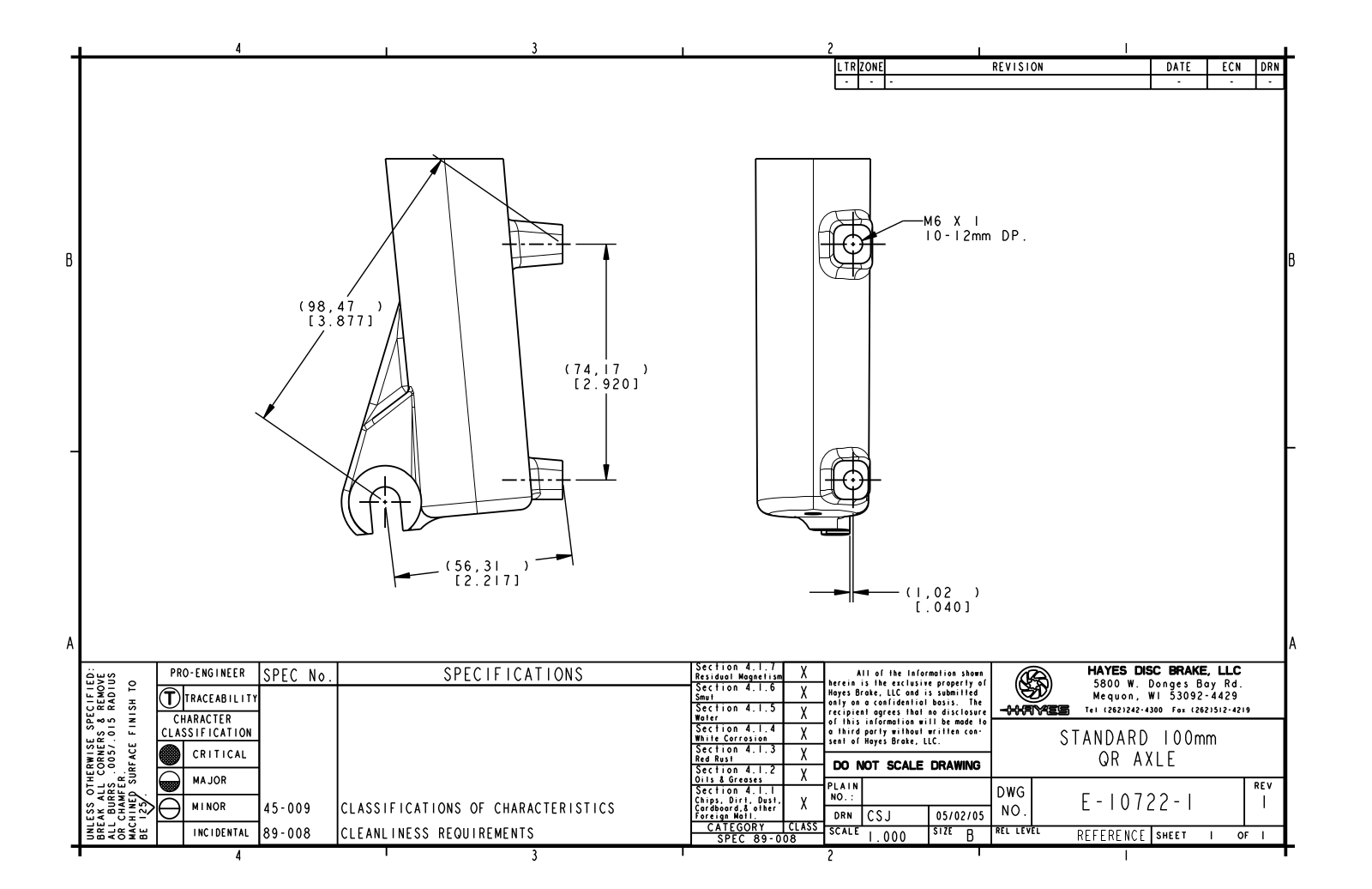 Hayes Disc Brakes 6 INCH POST MOUNT User Manual