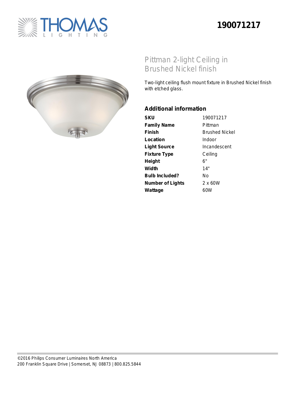 Thomas Lighting 190071217 User Manual - ManualMachine.com